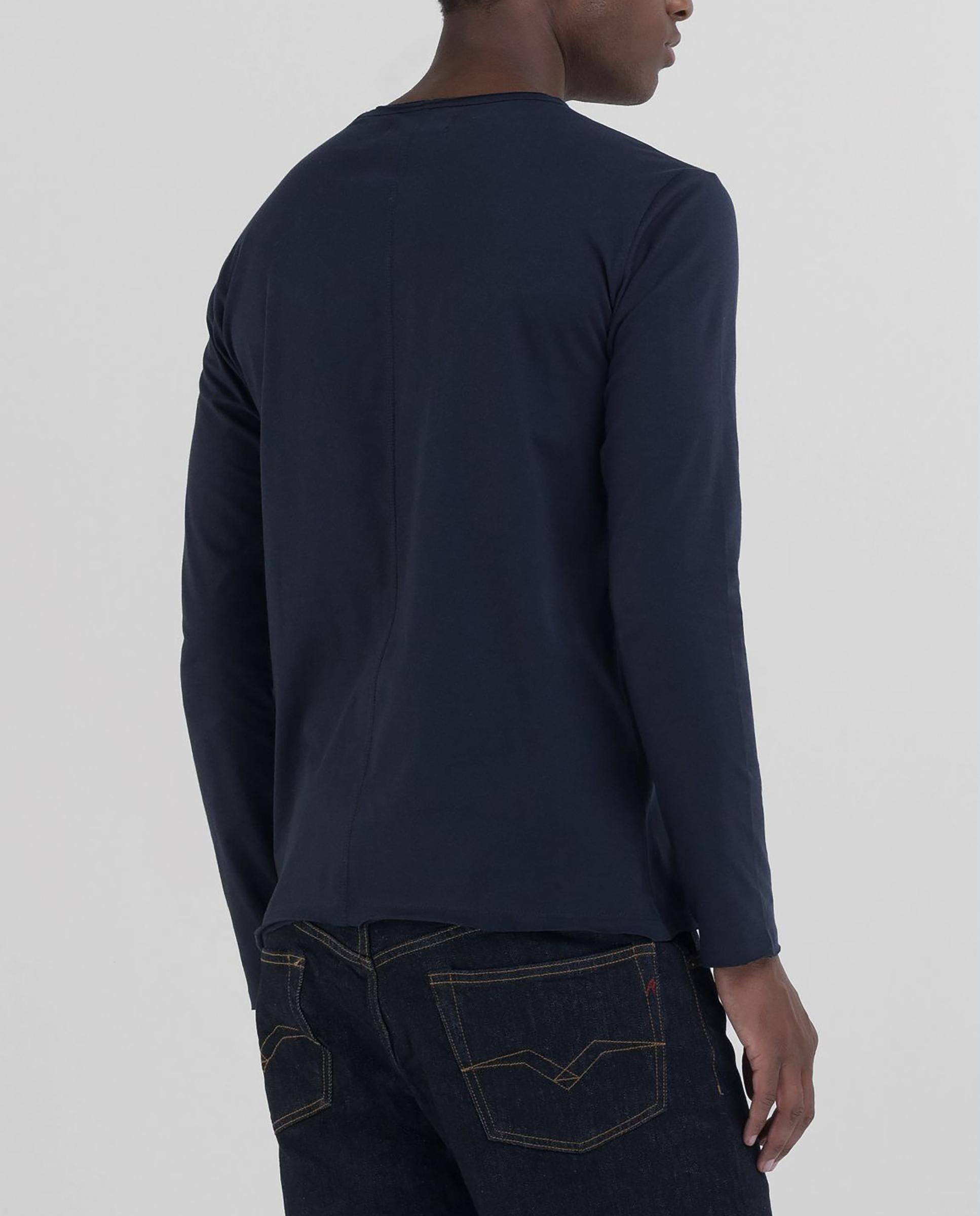 Camiseta de hombre de algodón de manga larga - Replay - Azul marino Azul marino-2