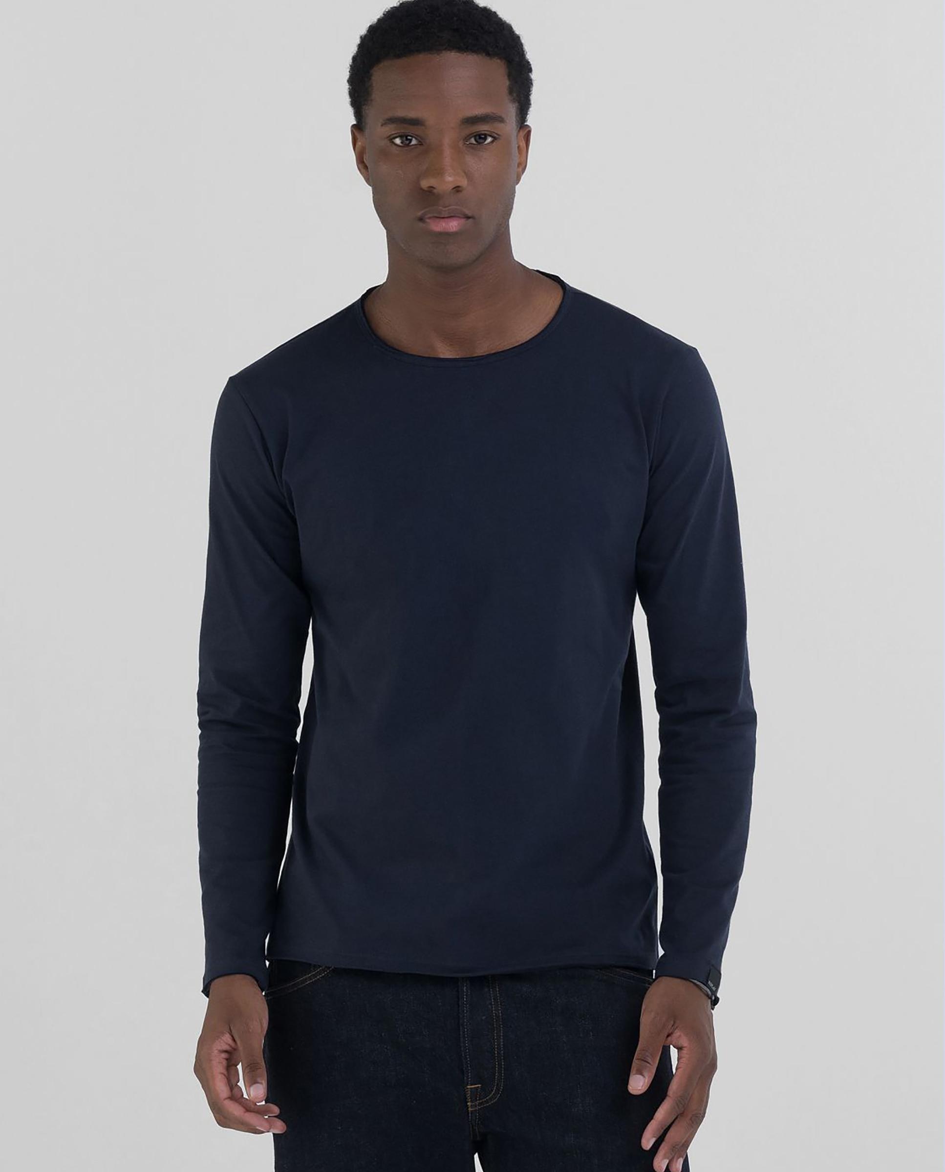Camiseta de hombre de algodón de manga larga - Replay - Azul marino Azul marino-3