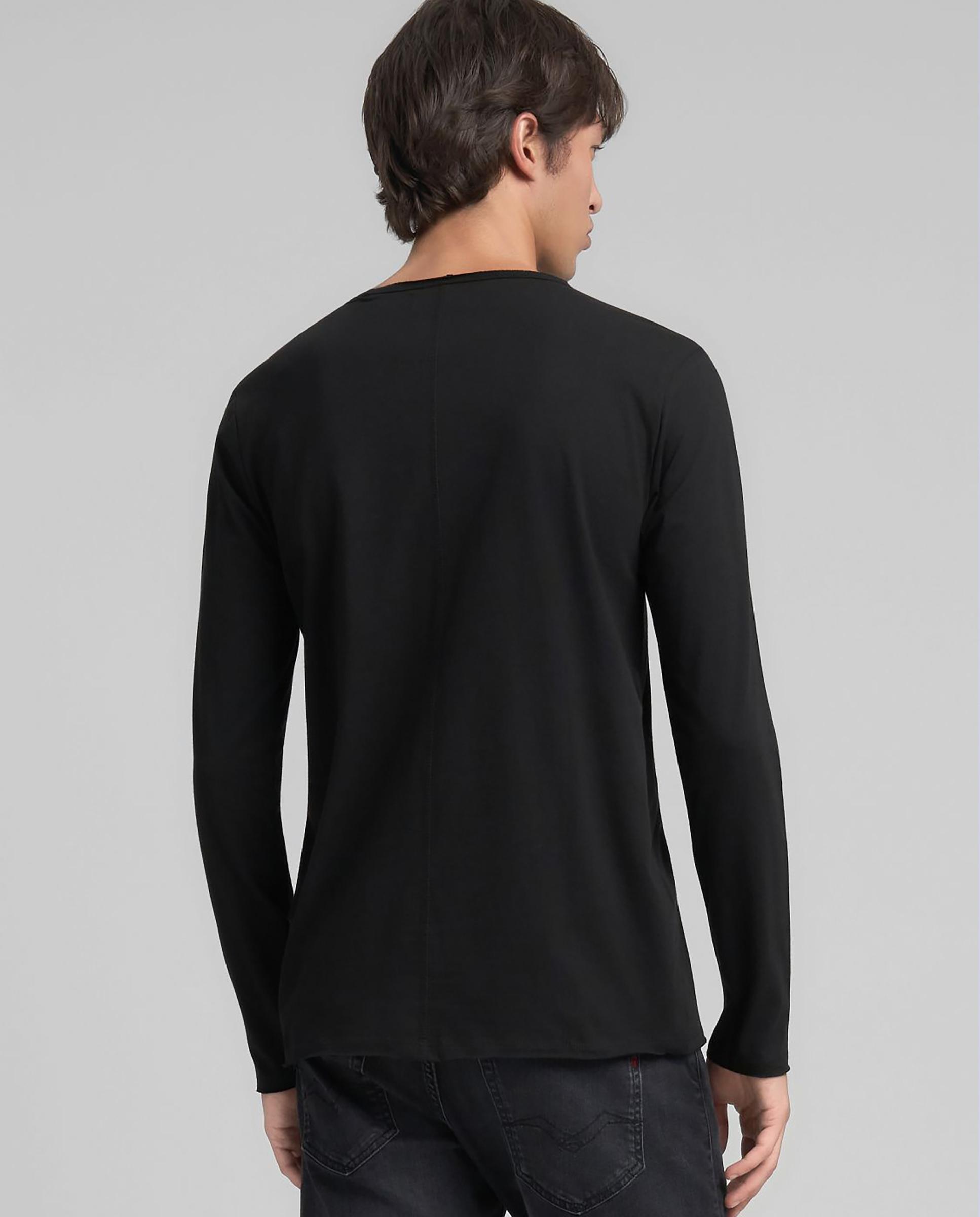 Camiseta de hombre de algodón de manga larga - Replay - Negro Negro-3