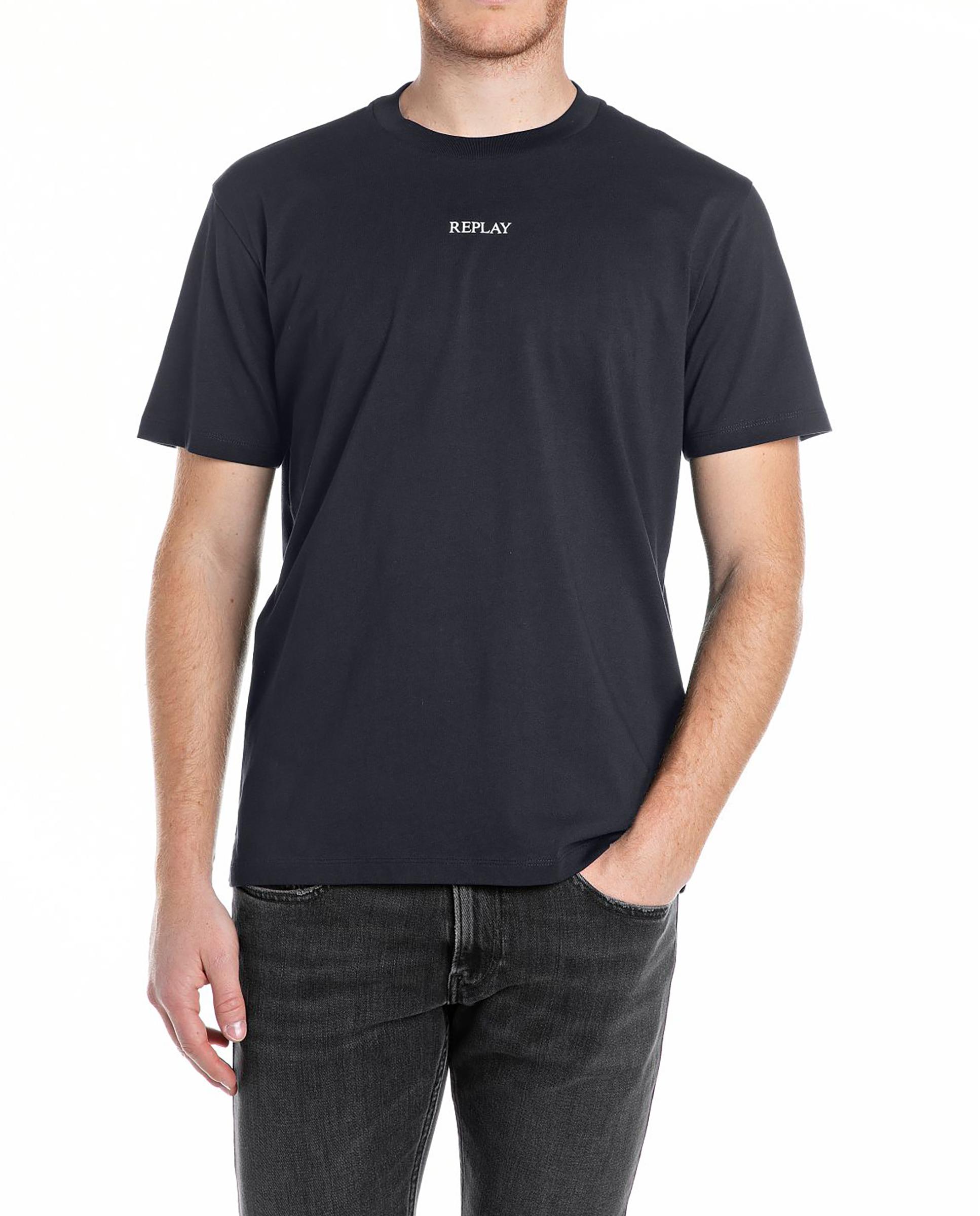 Camiseta de hombre de algodón de manga corta - Replay - Azul marino Azul marino-1