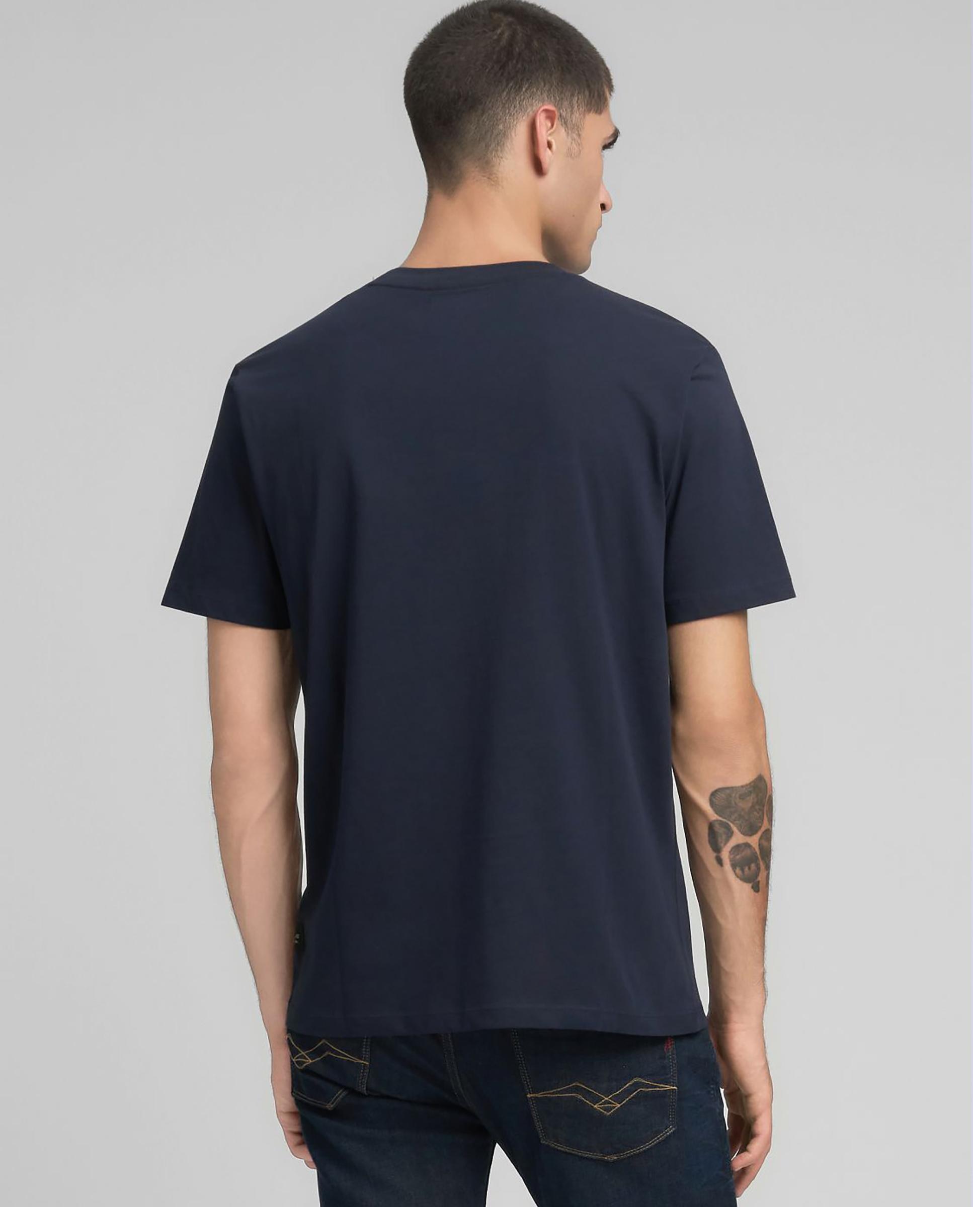 Camiseta de hombre de algodón de manga corta - Replay - Azul marino Azul marino-3