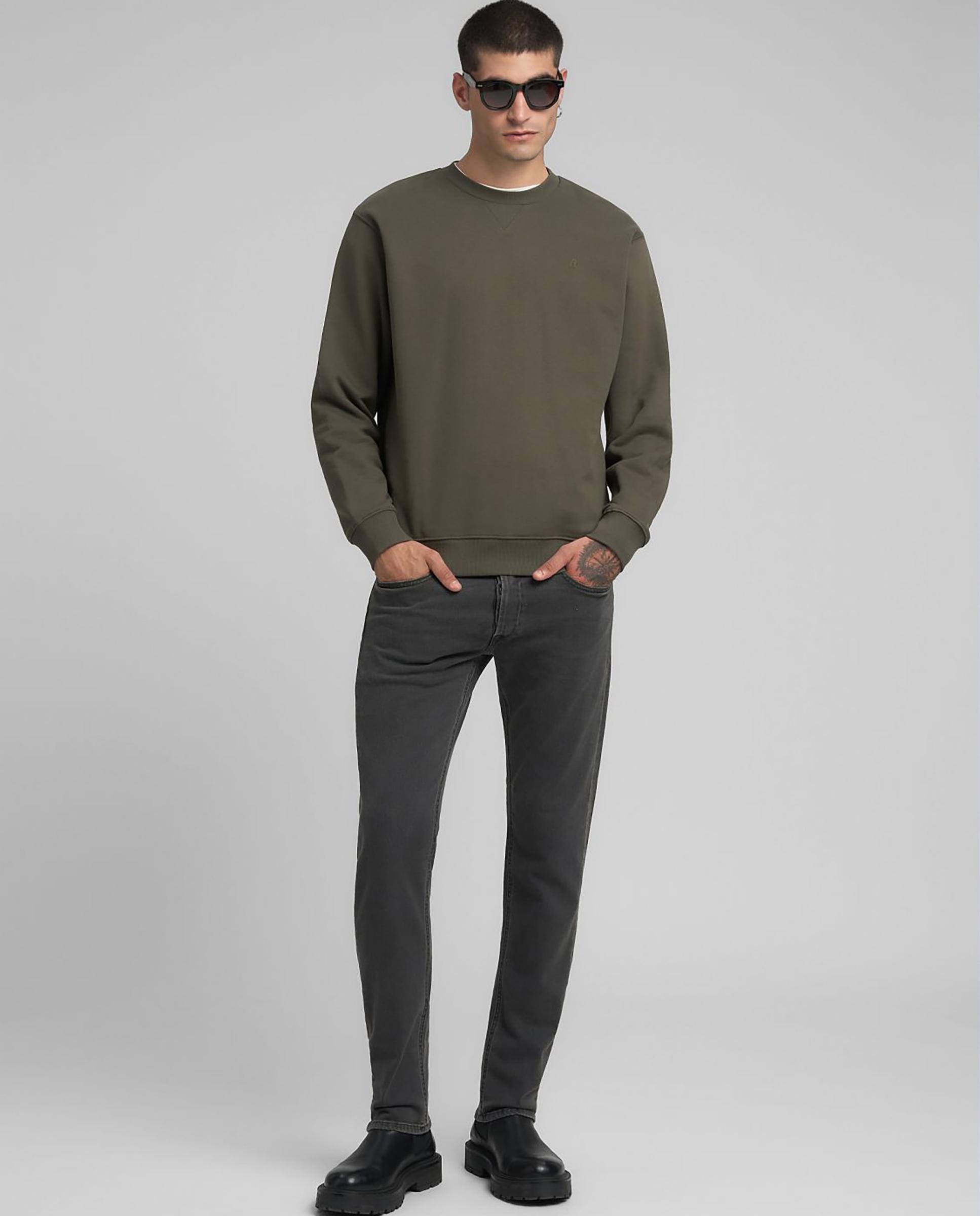 Imagen 0 de Sudadera de hombre de cuello redondo con R bordada Verde