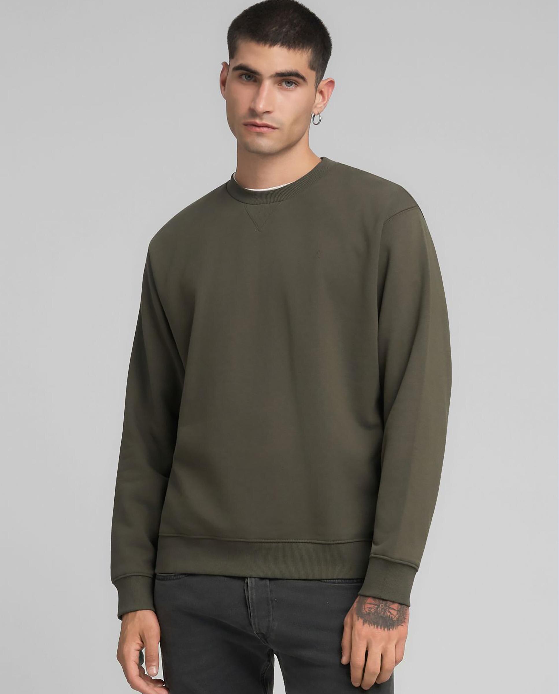 Sudadera de hombre de cuello redondo con R bordada - Replay - Verde Verde-2
