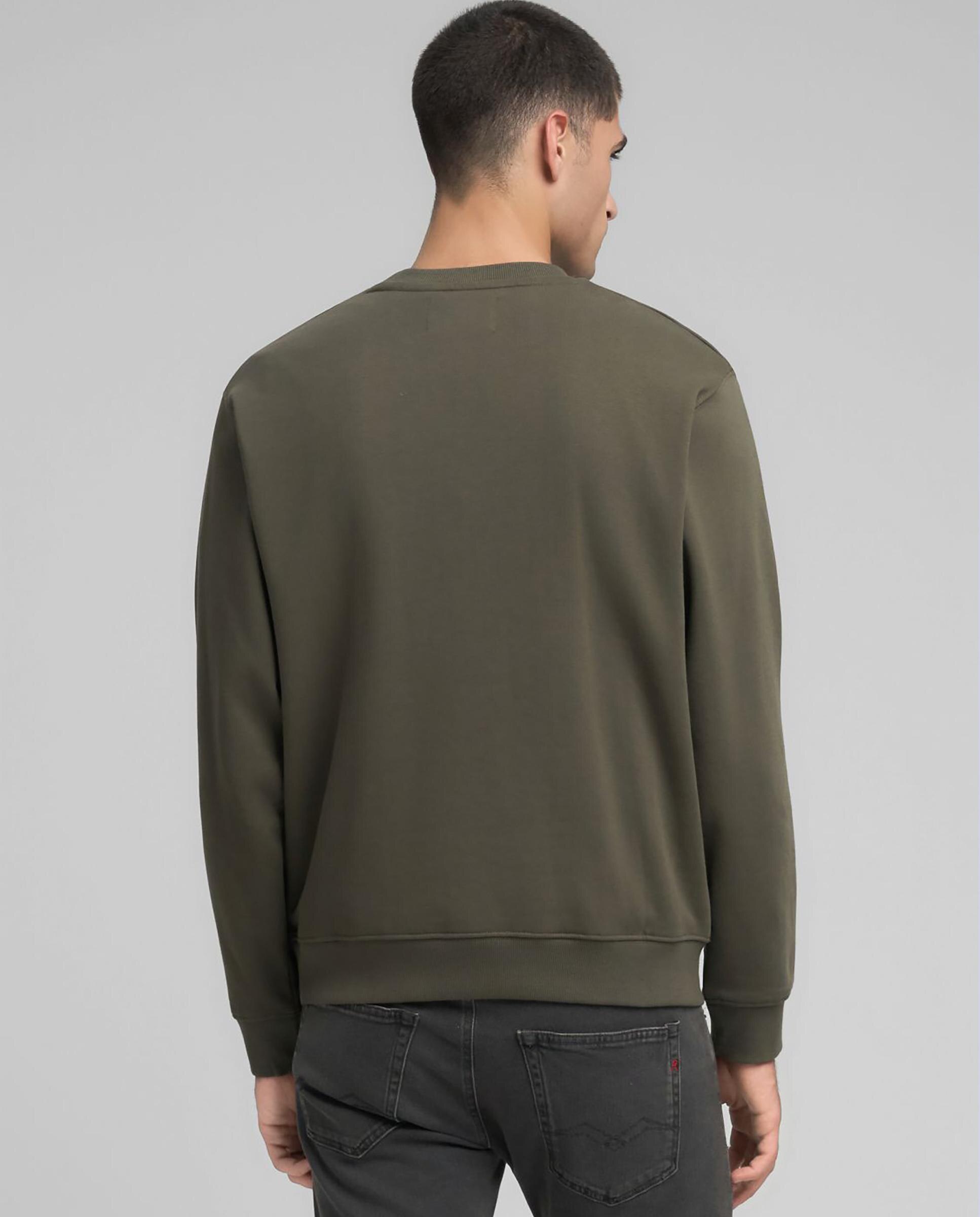 Sudadera de hombre de cuello redondo con R bordada - Replay - Verde Verde-3