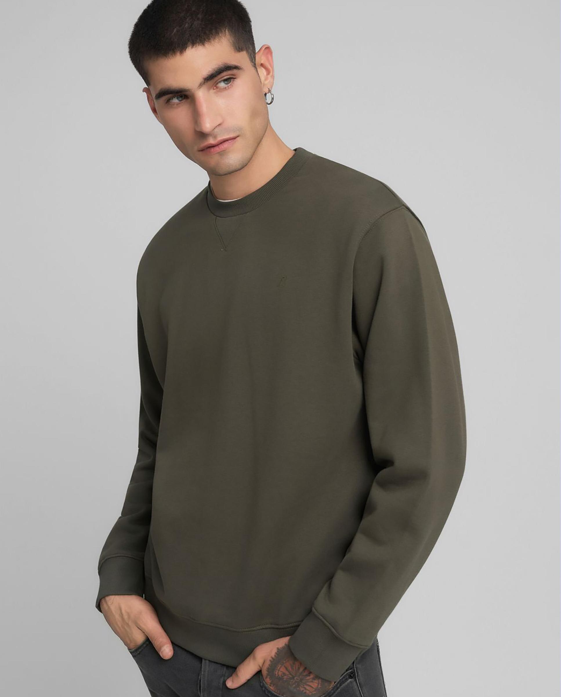 Sudadera de hombre de cuello redondo con R bordada - Replay - Verde Verde-4