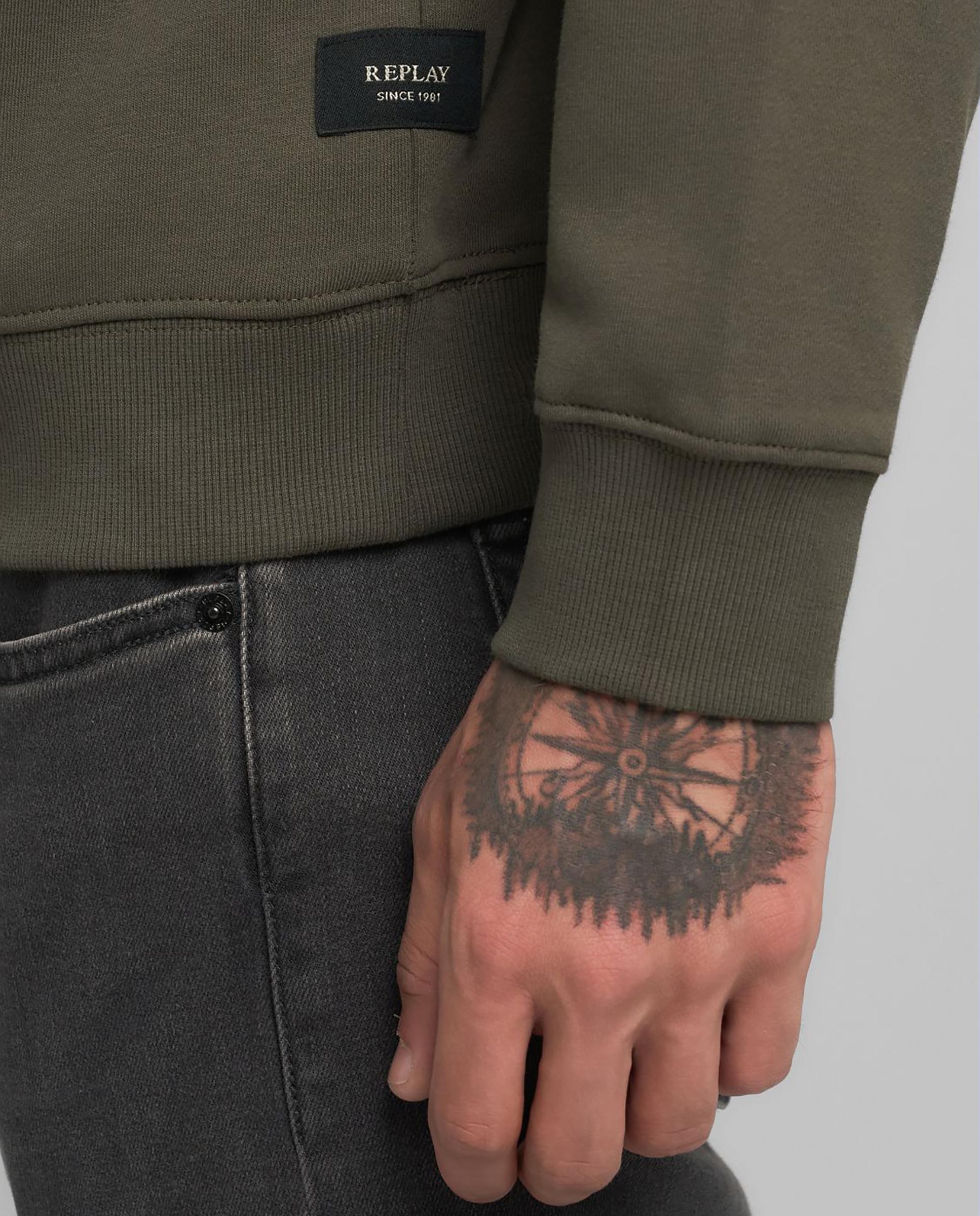 Sudadera de hombre de cuello redondo con R bordada - Replay - Verde Verde-5