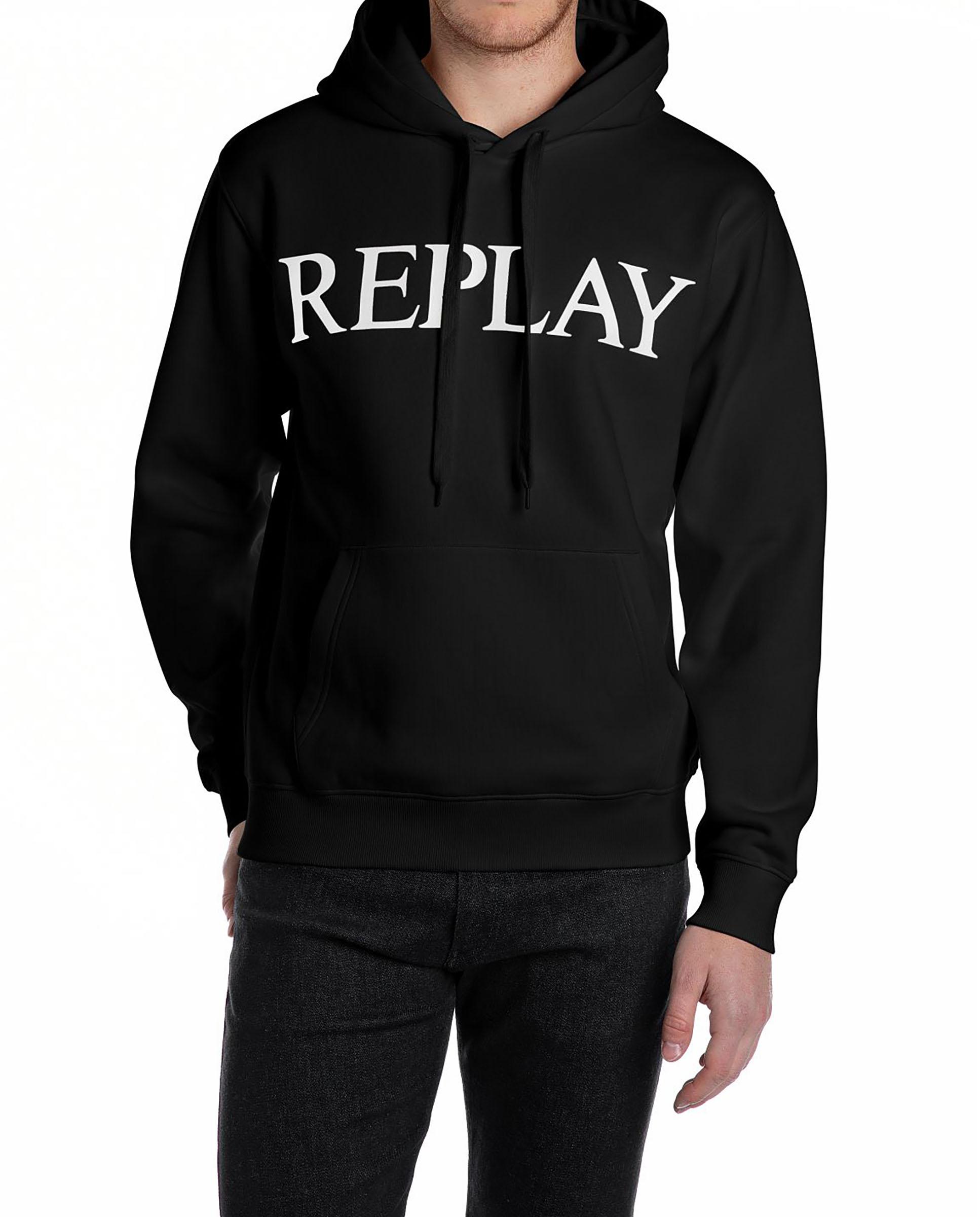 Sudadera de hombre con capucha y logo frontal - Replay - Negro Negro-1