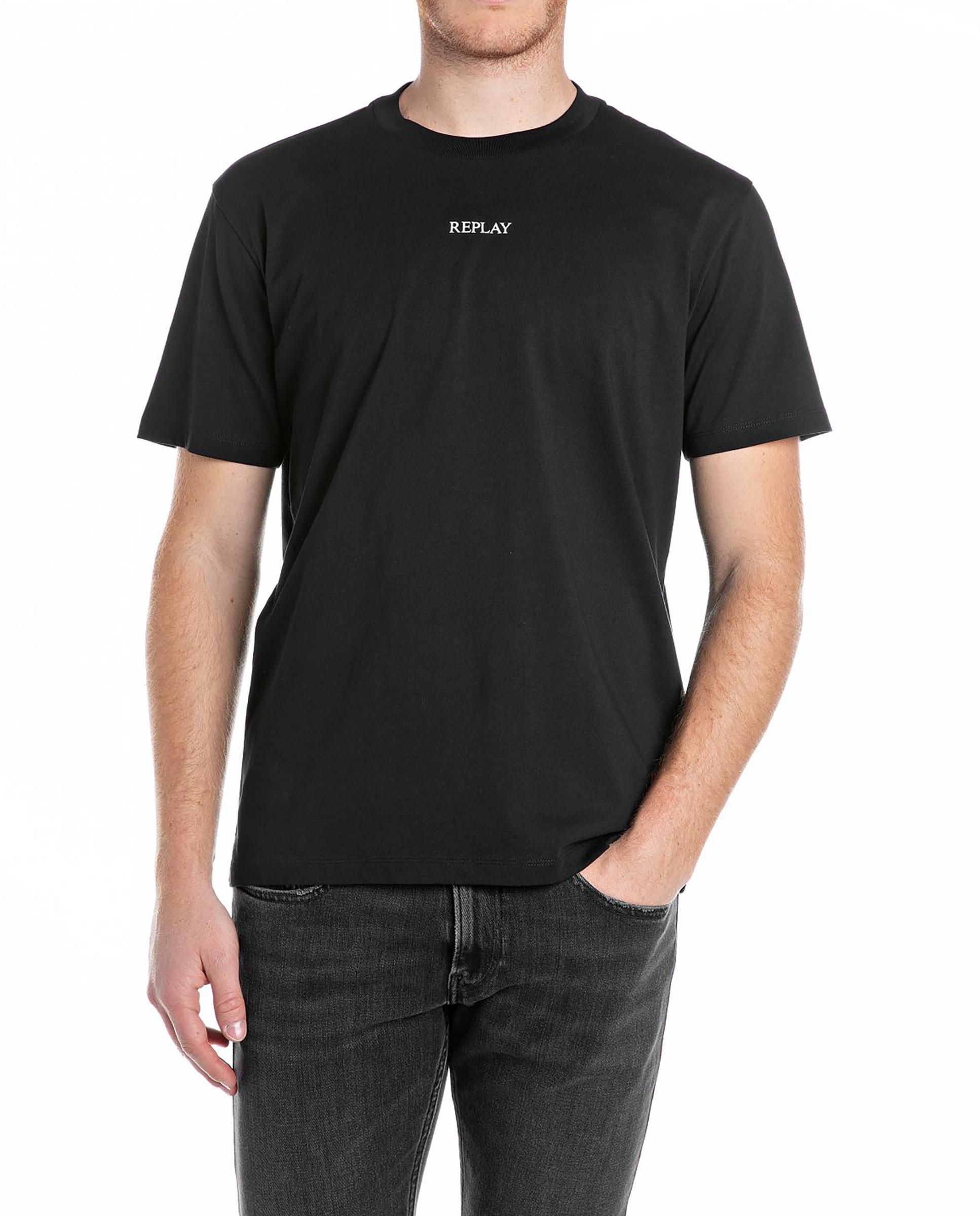 Camiseta de hombre de algodón de manga corta - Replay - Negro Negro-1