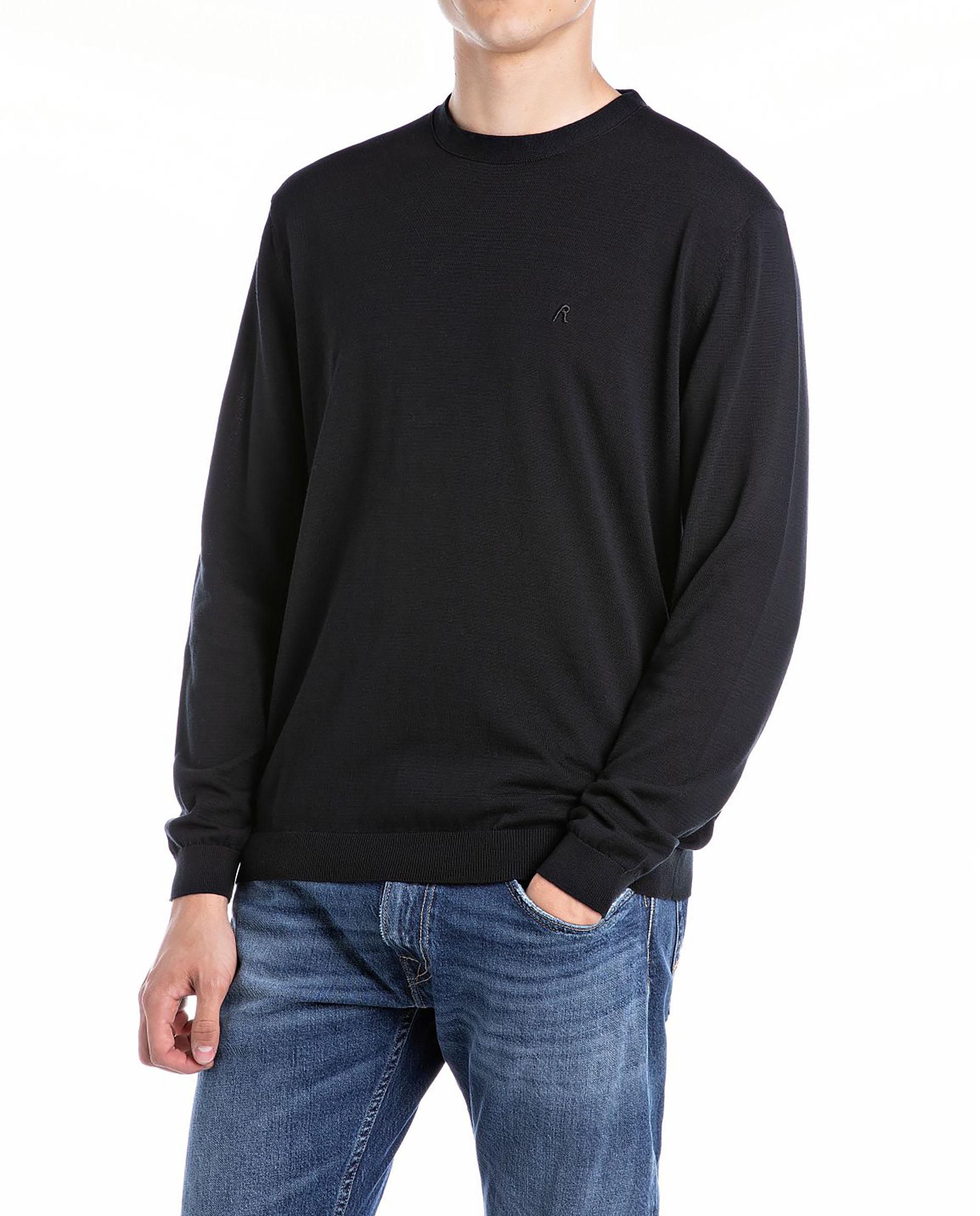 Imagen 0 de Jersey de hombre de algodón con cuello redondo Negro