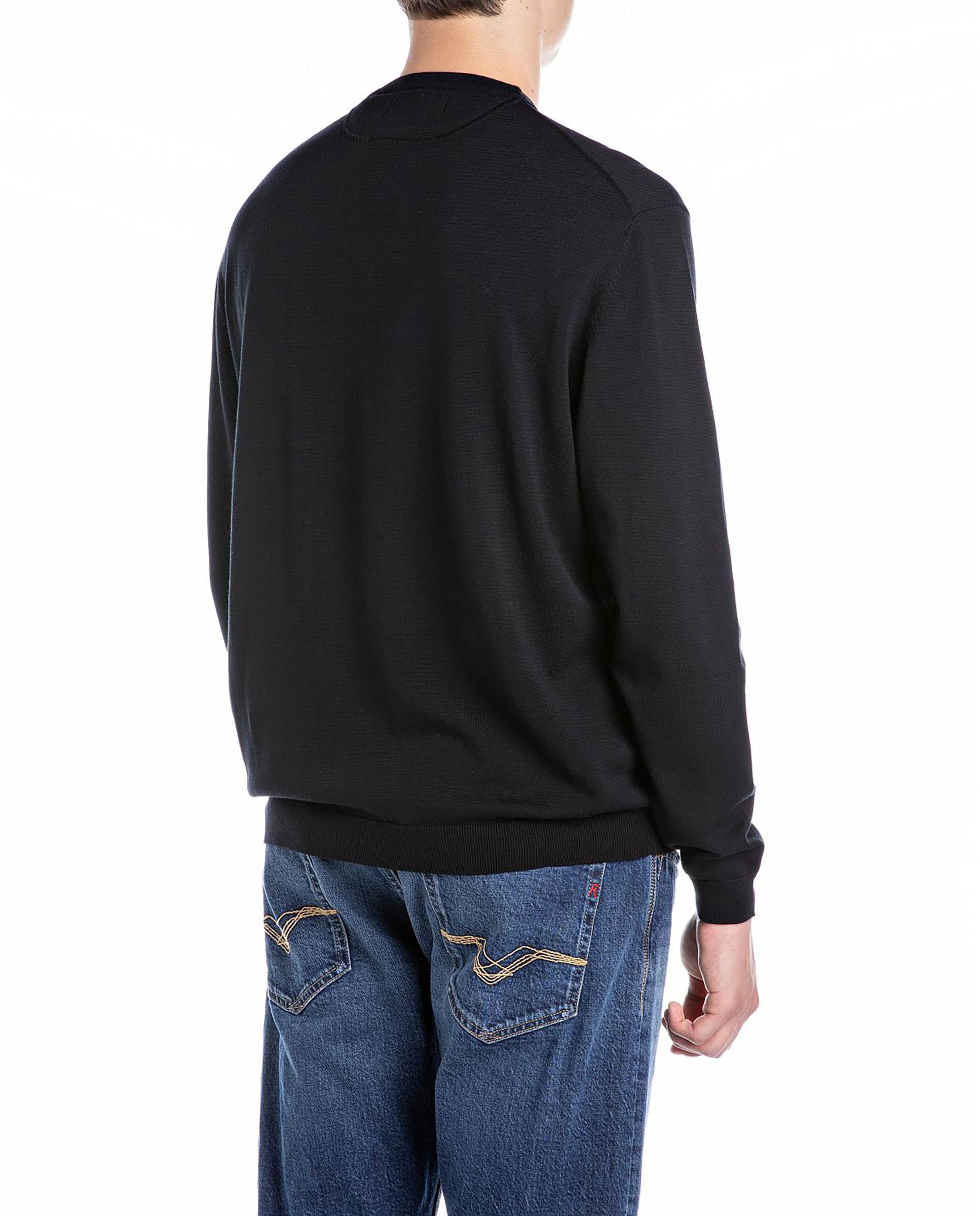 Jersey de hombre de algodón con cuello redondo - Replay - Negro Negro-2