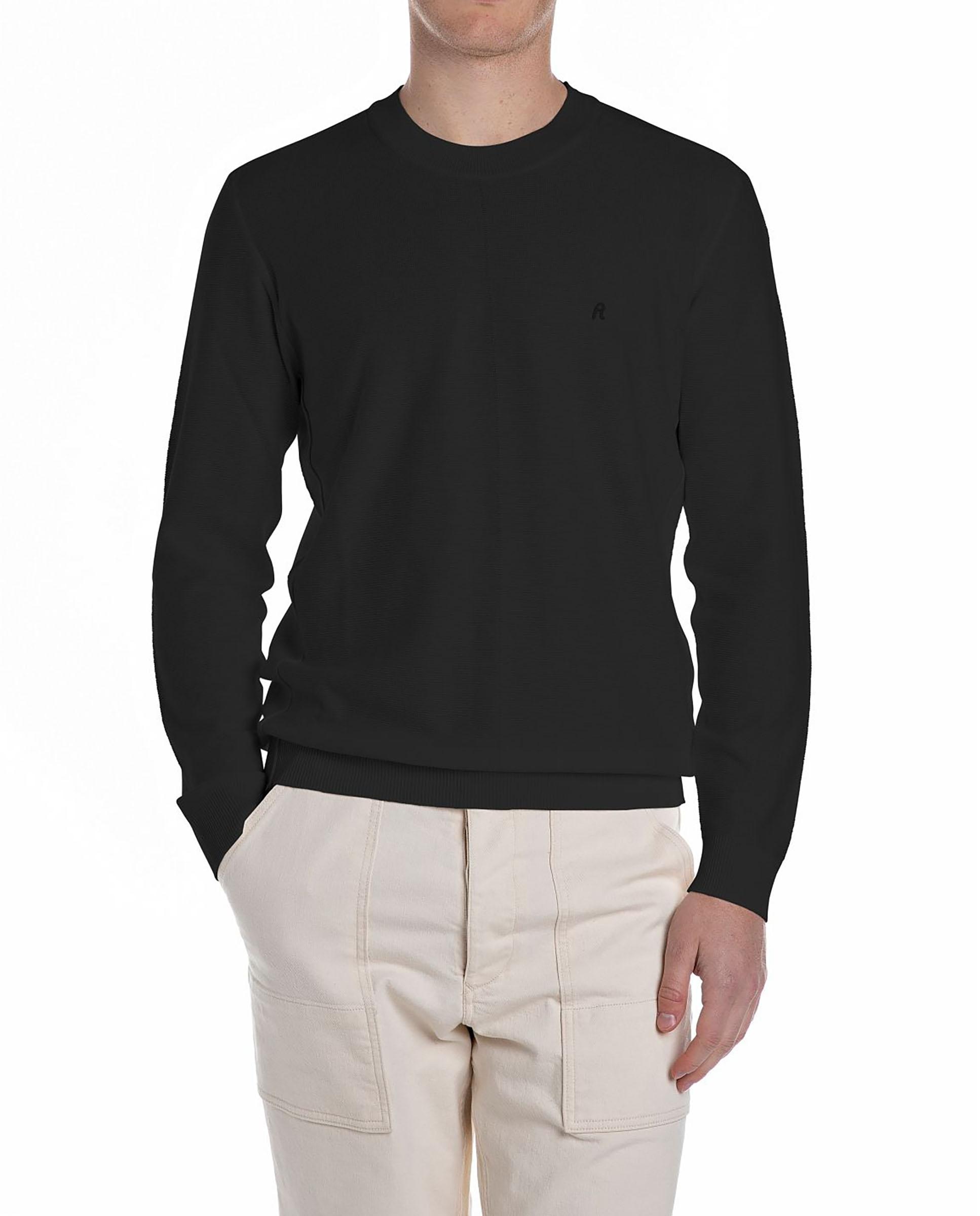 Imagen 0 de Jersey de hombre de cuello redondo de algodón Negro