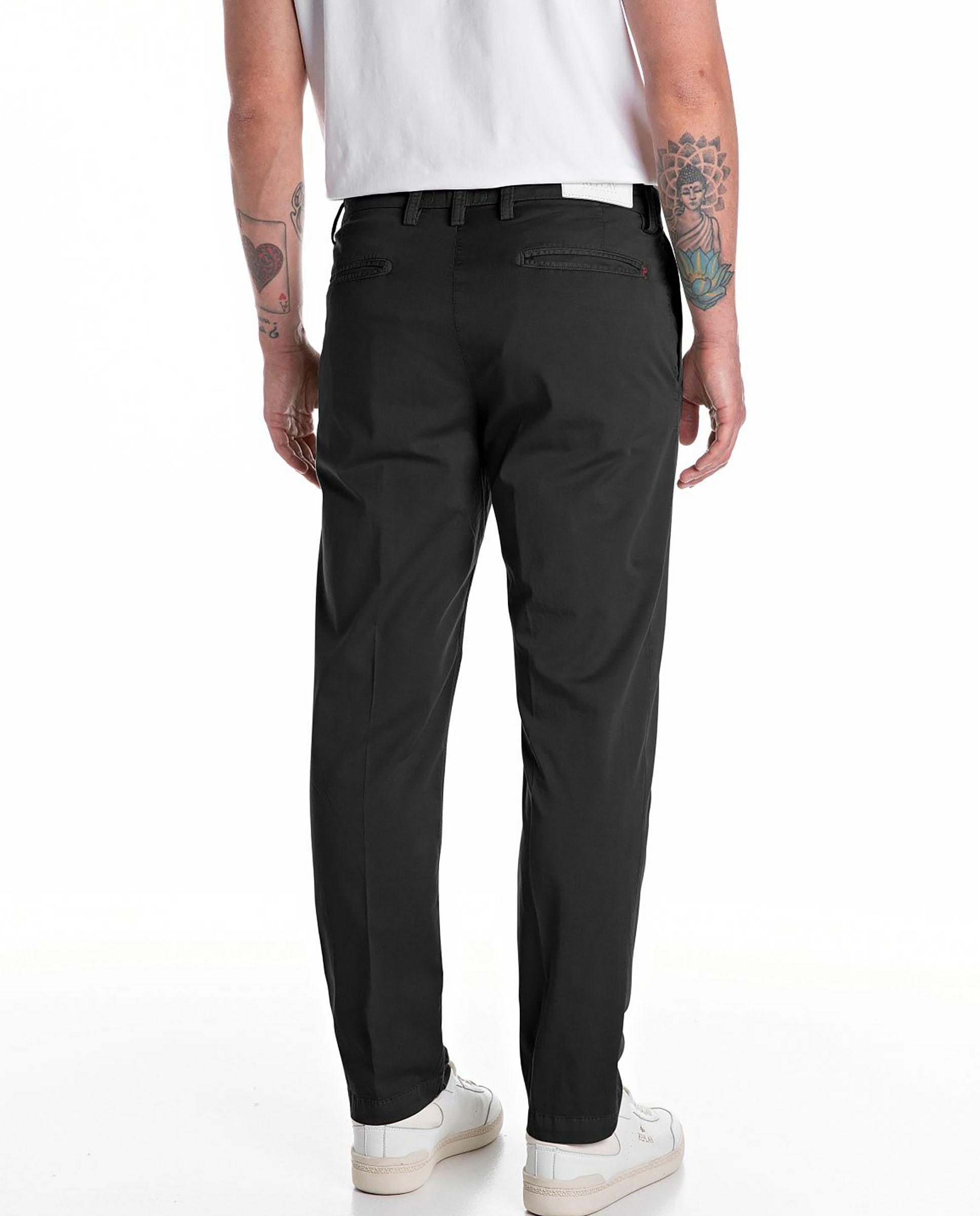 Chino de hombre regular fit de algodón - Replay - Negro Negro-2