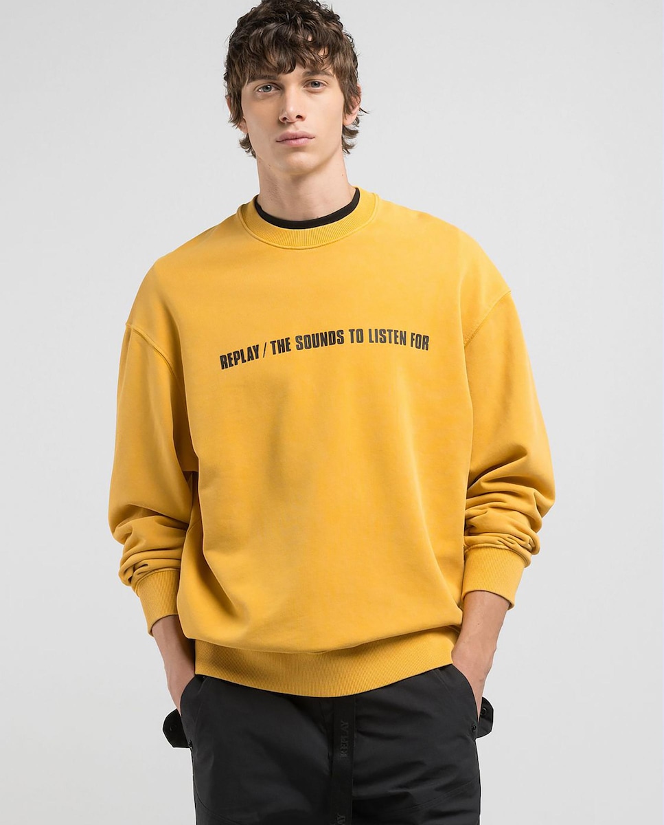 Cuello Redondo Sudadera Hombre Amarilla Sudadera De Hombre De