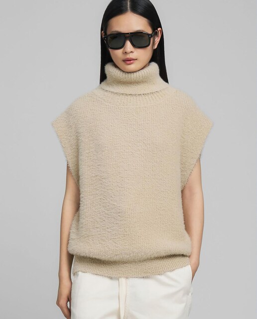 Imagen 0 de Chaleco de punto de mujer de cuello alto