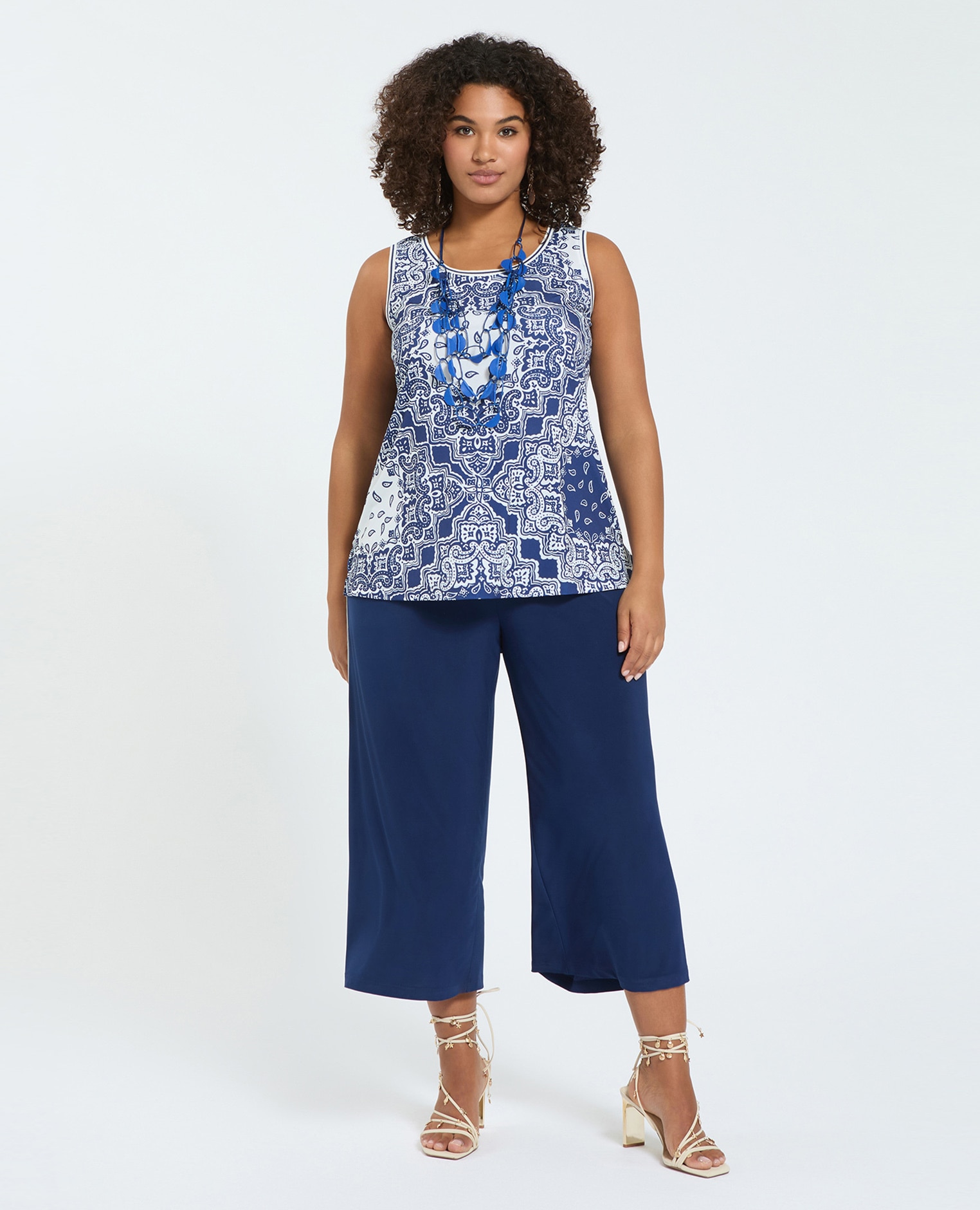 Top de mujer de punto con estampado bandana ajuste regular para el máximo confort - Fiorella Rubino - Azul Azul-3