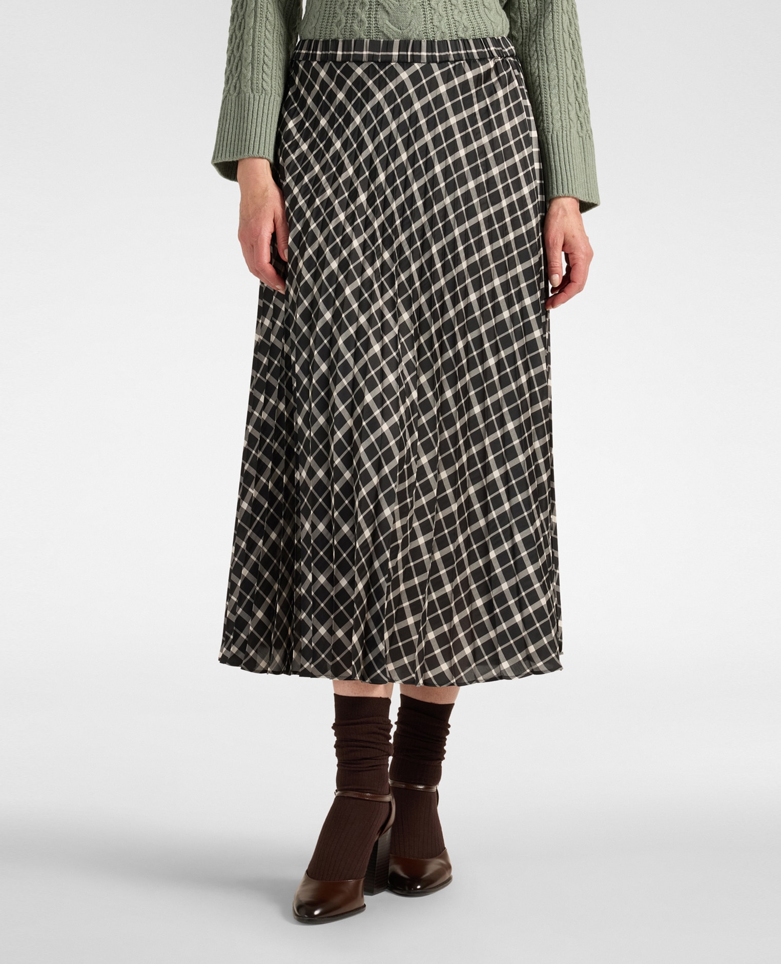 Falda plisada larga estampado patchwork largo midi con banda elástica en la cintura - Elena Miró - Negro Negro-3