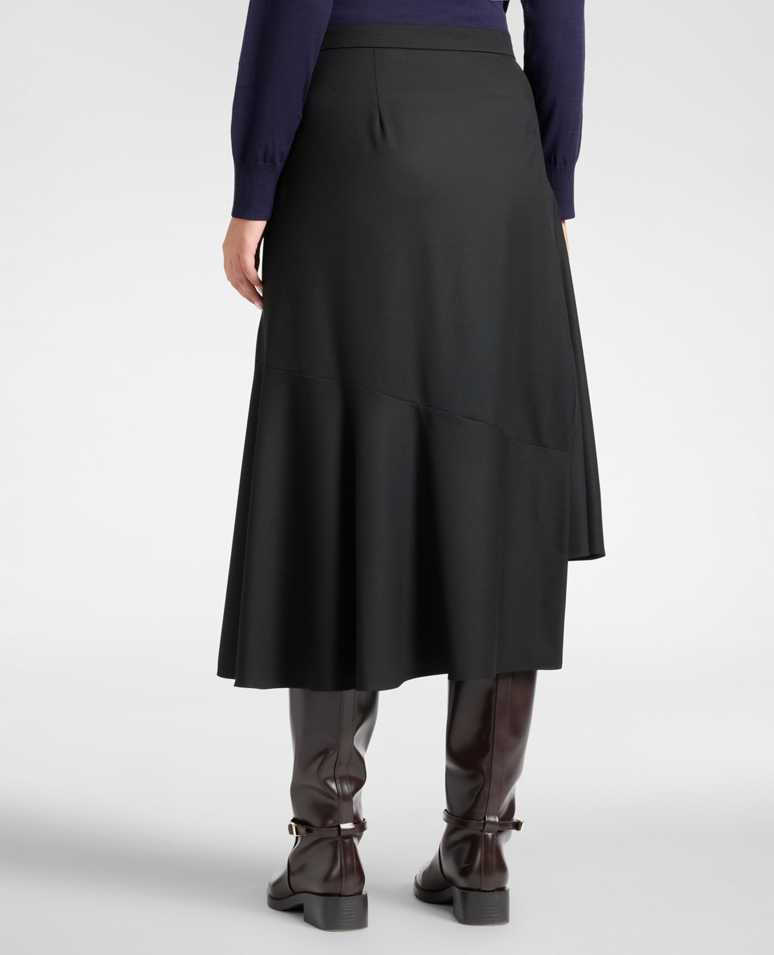 Falda de franela con drapeado cierre con cremallera y detalle drapeado - Elena Miró - Negro Negro-2