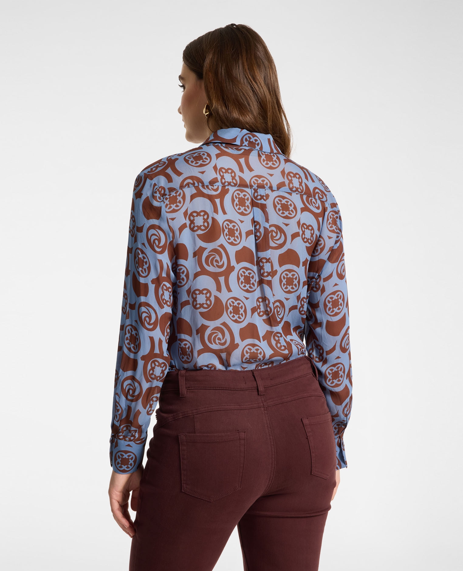 Imagen 2 de Camisa de mujer de viscosa estampada ajuste regular cierre con botones - Elena Miró - Azul claro Azul claro