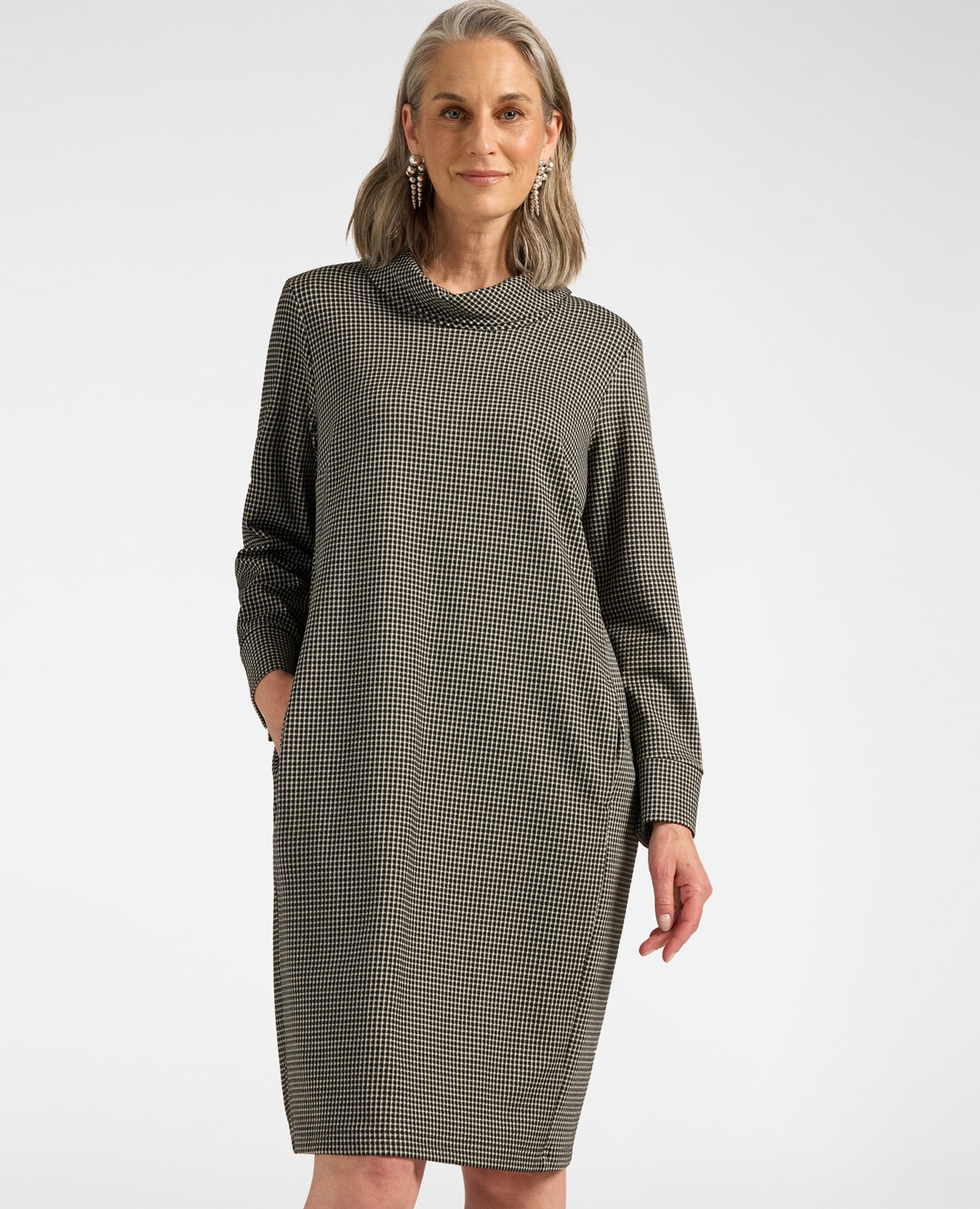 Vestido jacquard vichy longitud media - Elena Miró - Negro Negro-3
