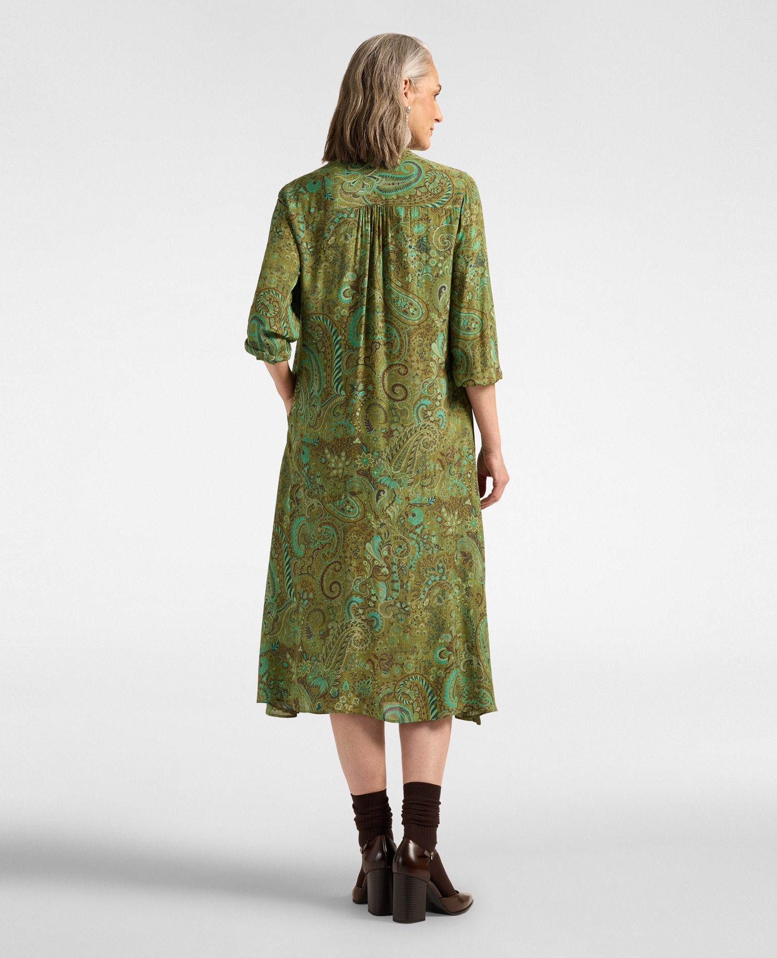 Imagen 2 de Vestido en viscosa estampada pañuelos para anudar al cuello - Elena Miró - Verde Verde