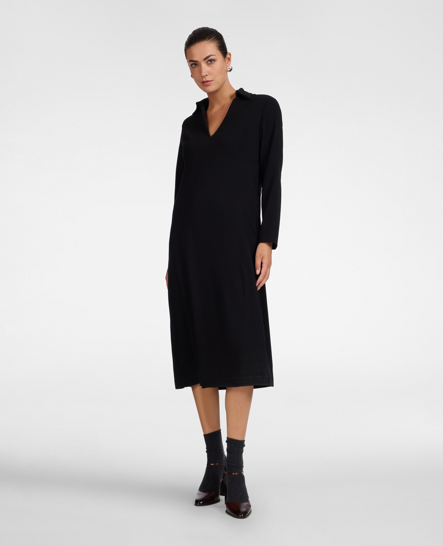 Vestido de cady línea evasé - Elena Miró - Negro Negro-3