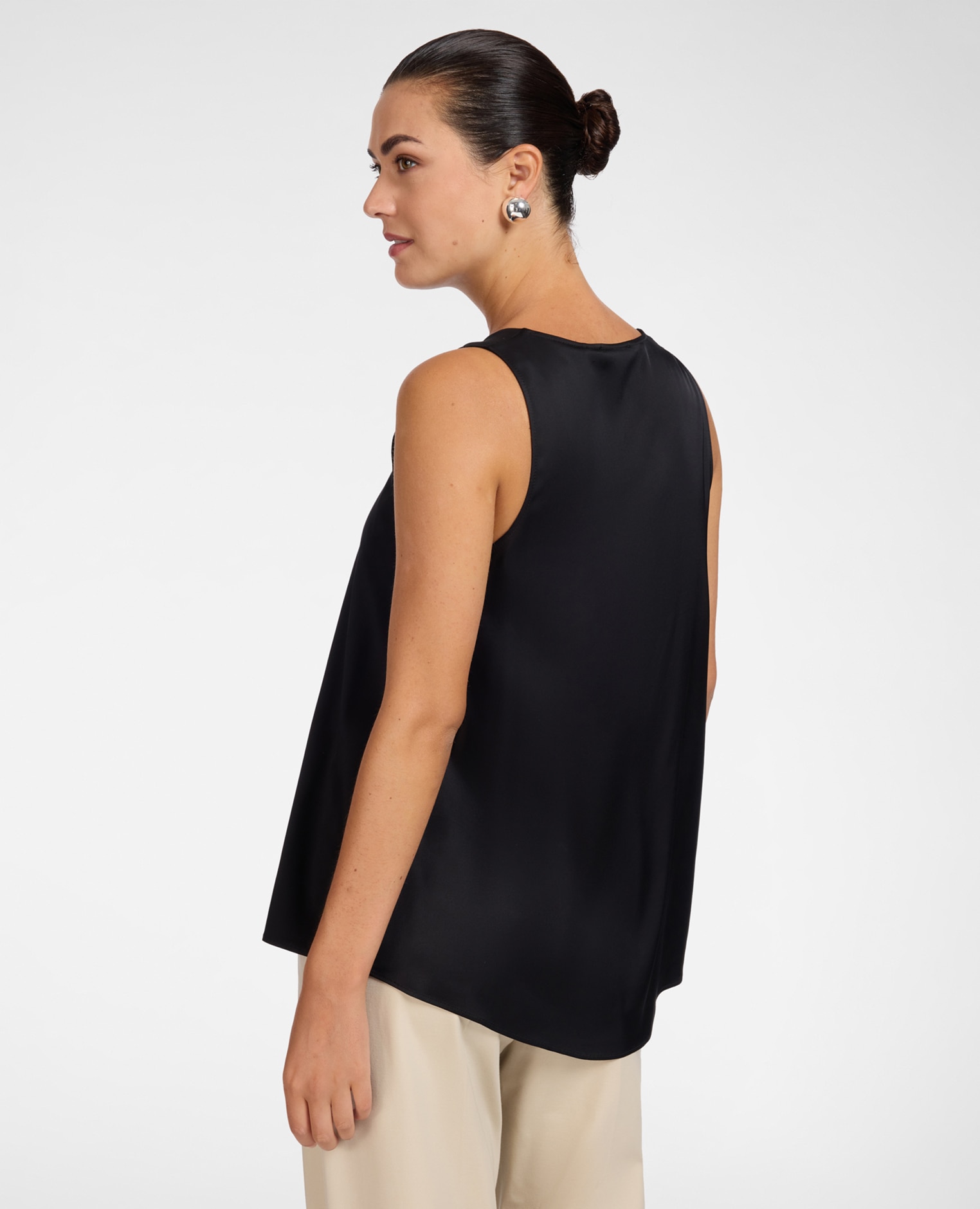 Top de mujer de raso de viscosa con escote en v ajuste regular sin cierre - Elena Miró - Negro Negro-2