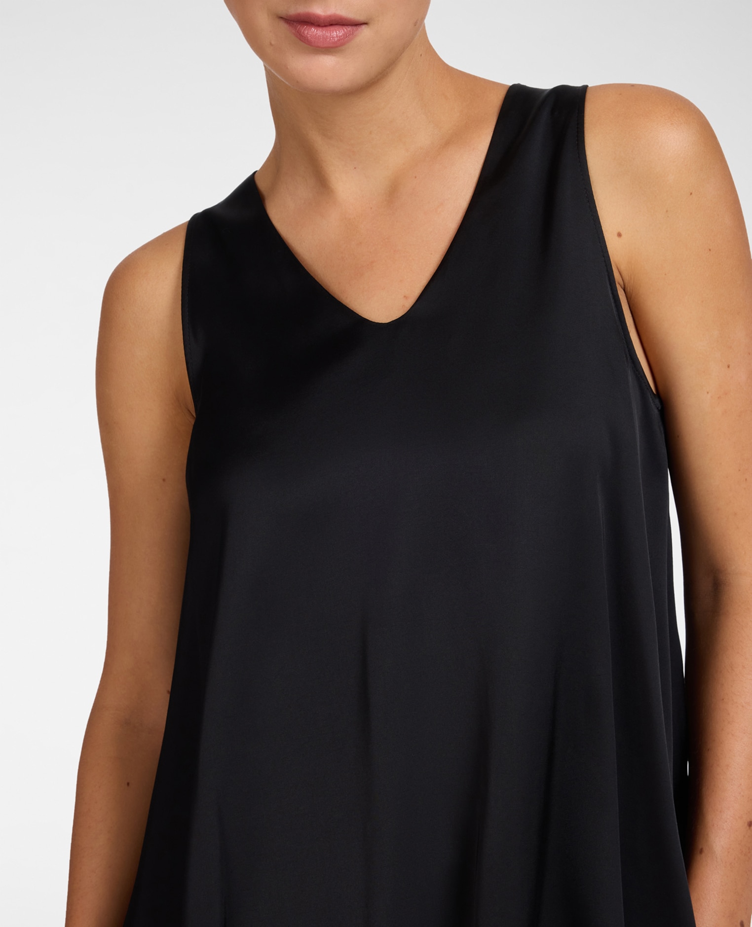 Top de mujer de raso de viscosa con escote en v ajuste regular sin cierre - Elena Miró - Negro Negro-4