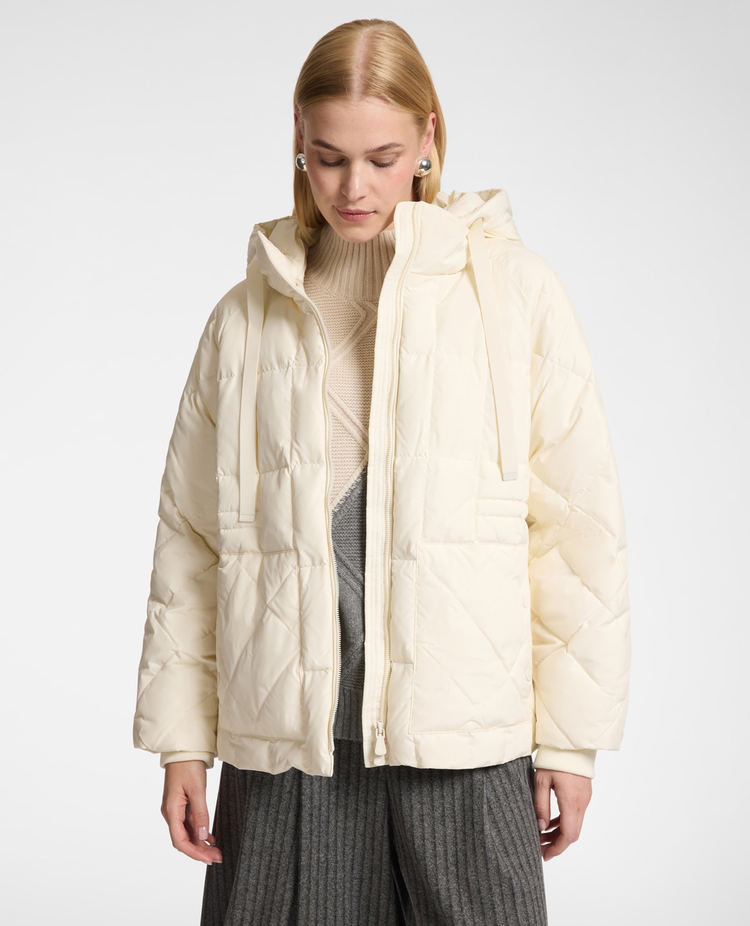 Imagen 0 de Plumífero de mujer ligero de nylon acolchado longitud media ajuste regular Blanco