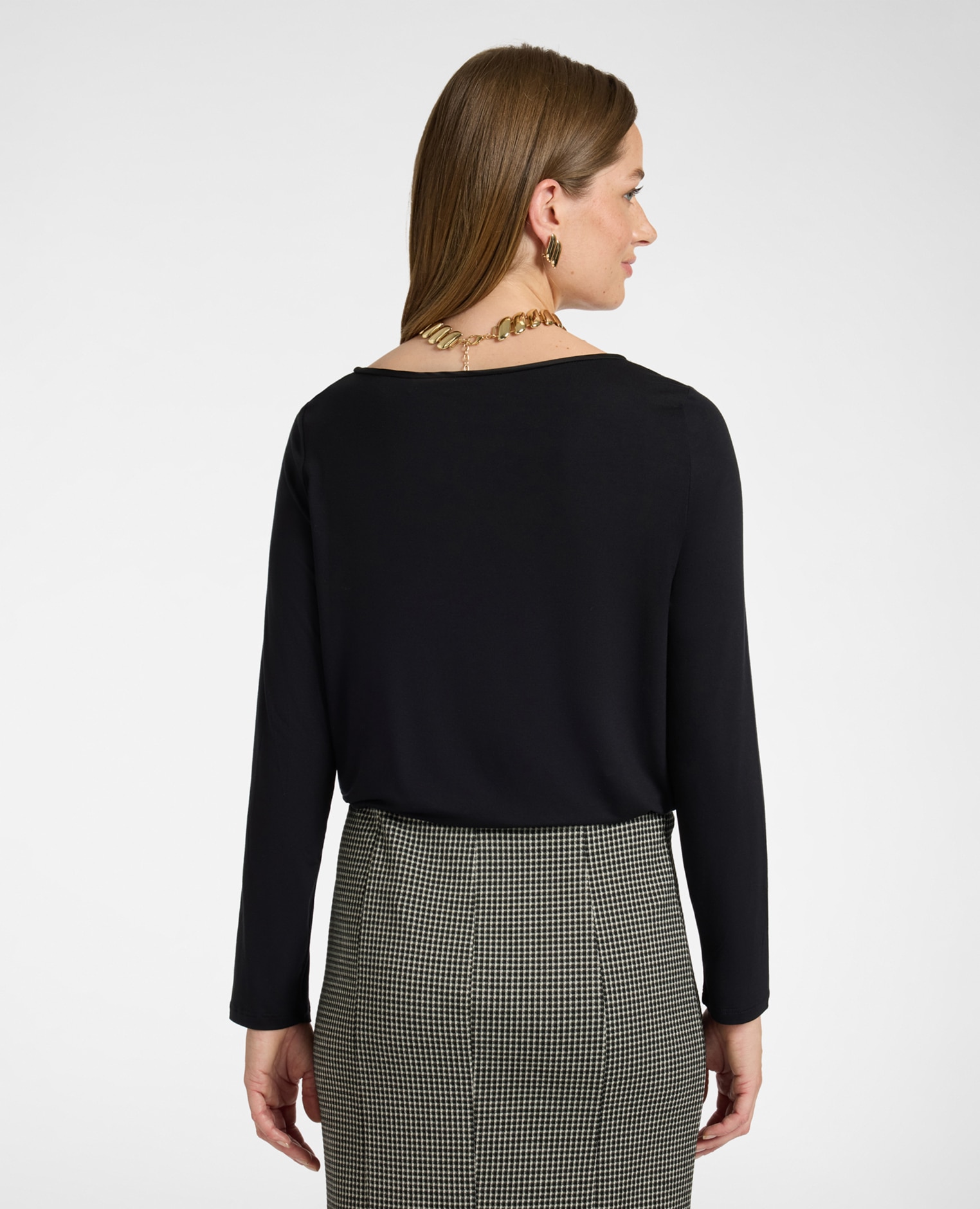 Camiseta de mujer bimatérica en viscosa ajuste regular sin cierre - Elena Miró - Negro Negro-2