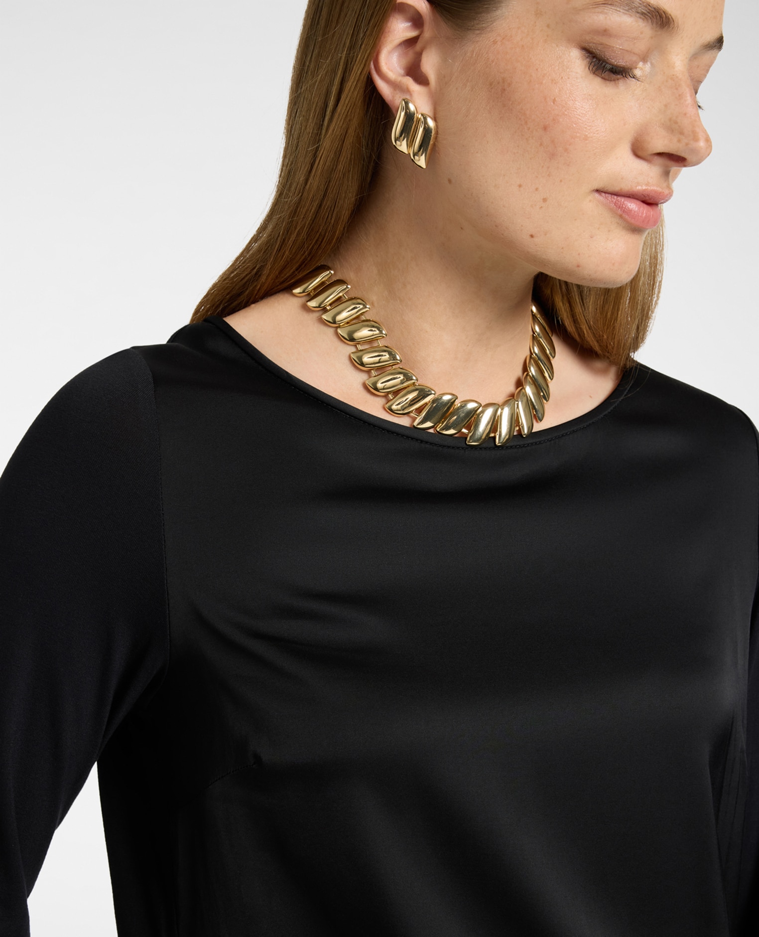 Camiseta de mujer bimatérica en viscosa ajuste regular sin cierre - Elena Miró - Negro Negro-4