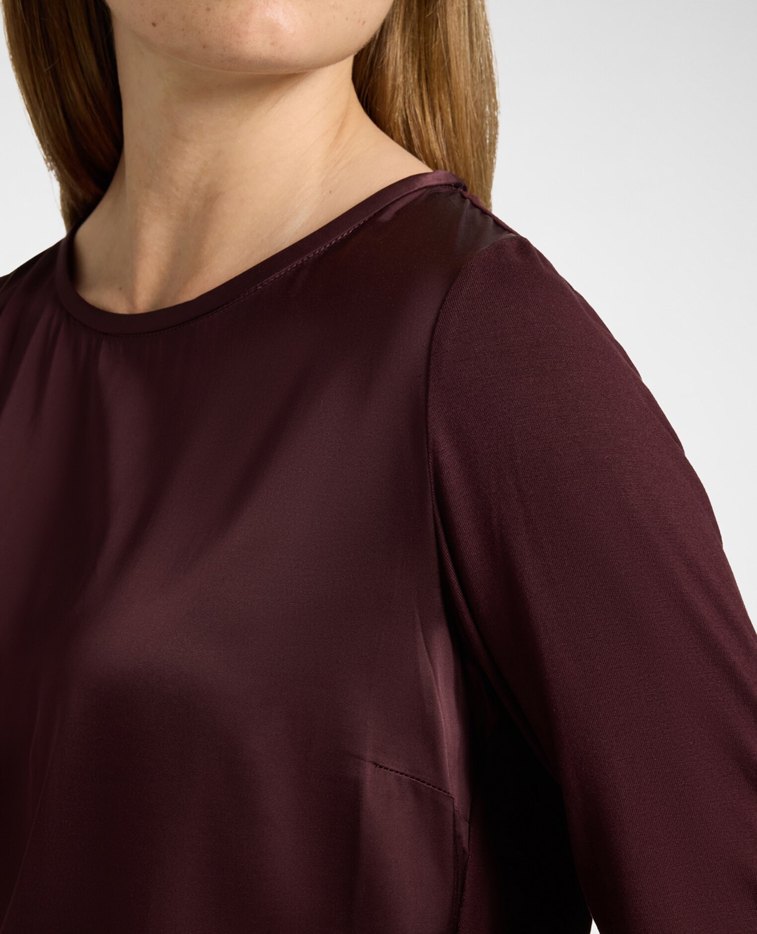 Camiseta de mujer bimatérica en viscosa ajuste regular sin cierre - Elena Miró - Burdeos Burdeos-4