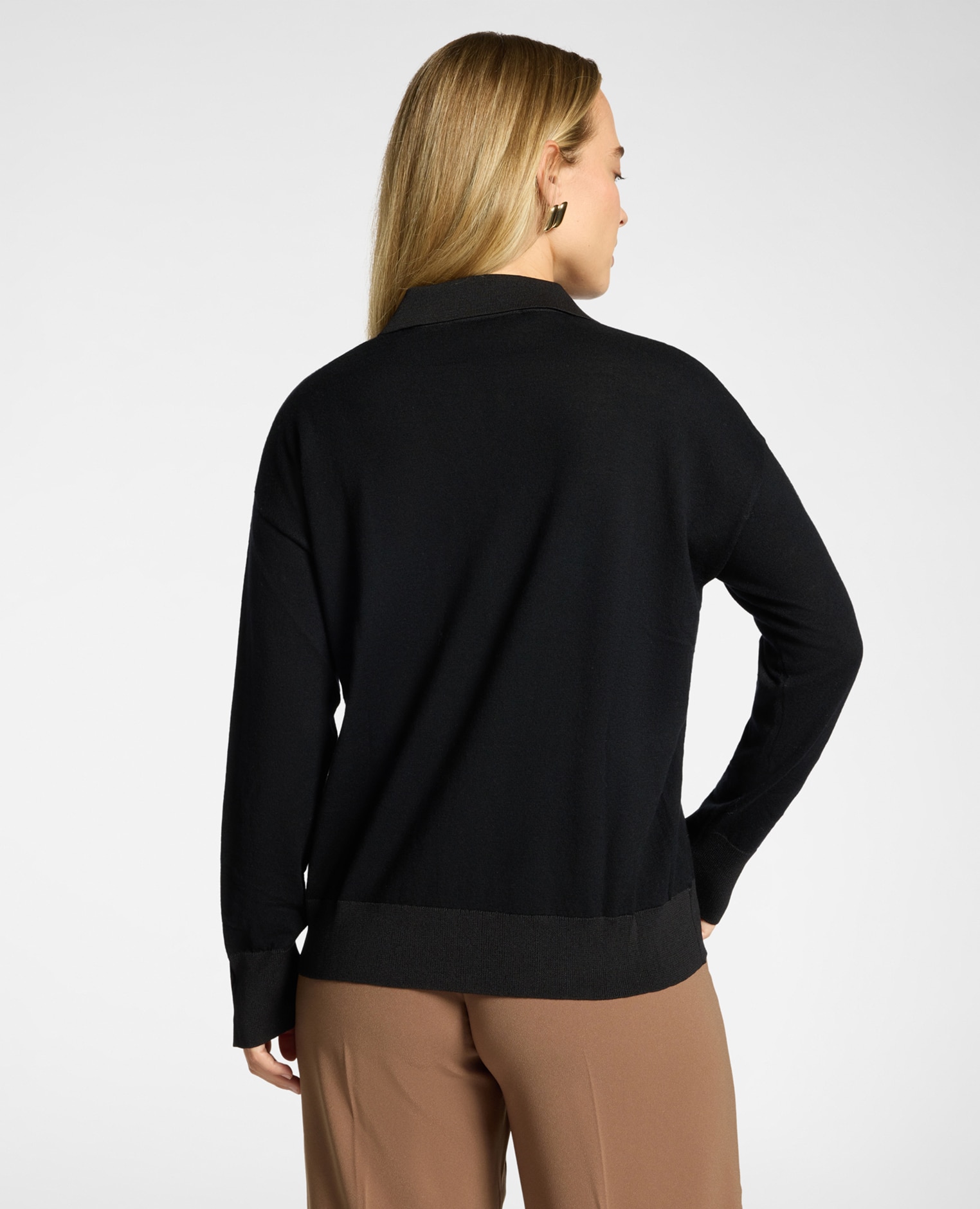 Polo de mujer de pura lana ajuste regular con cierre de botones - Elena Miró - Negro Negro-2