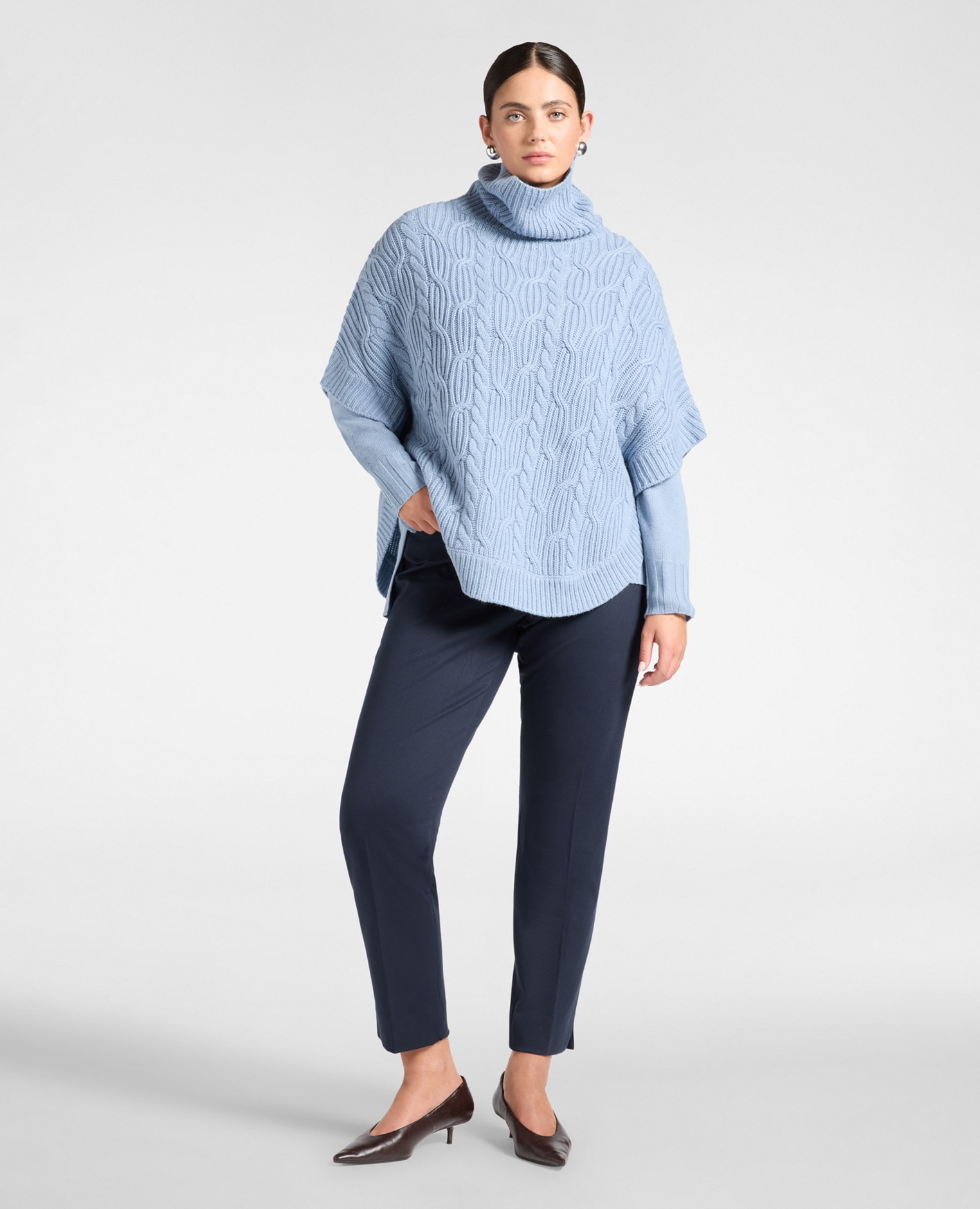 Pantalones de mujer de punto mezcla de viscosa pliegue planchado - Elena Miró - Azul Azul-1