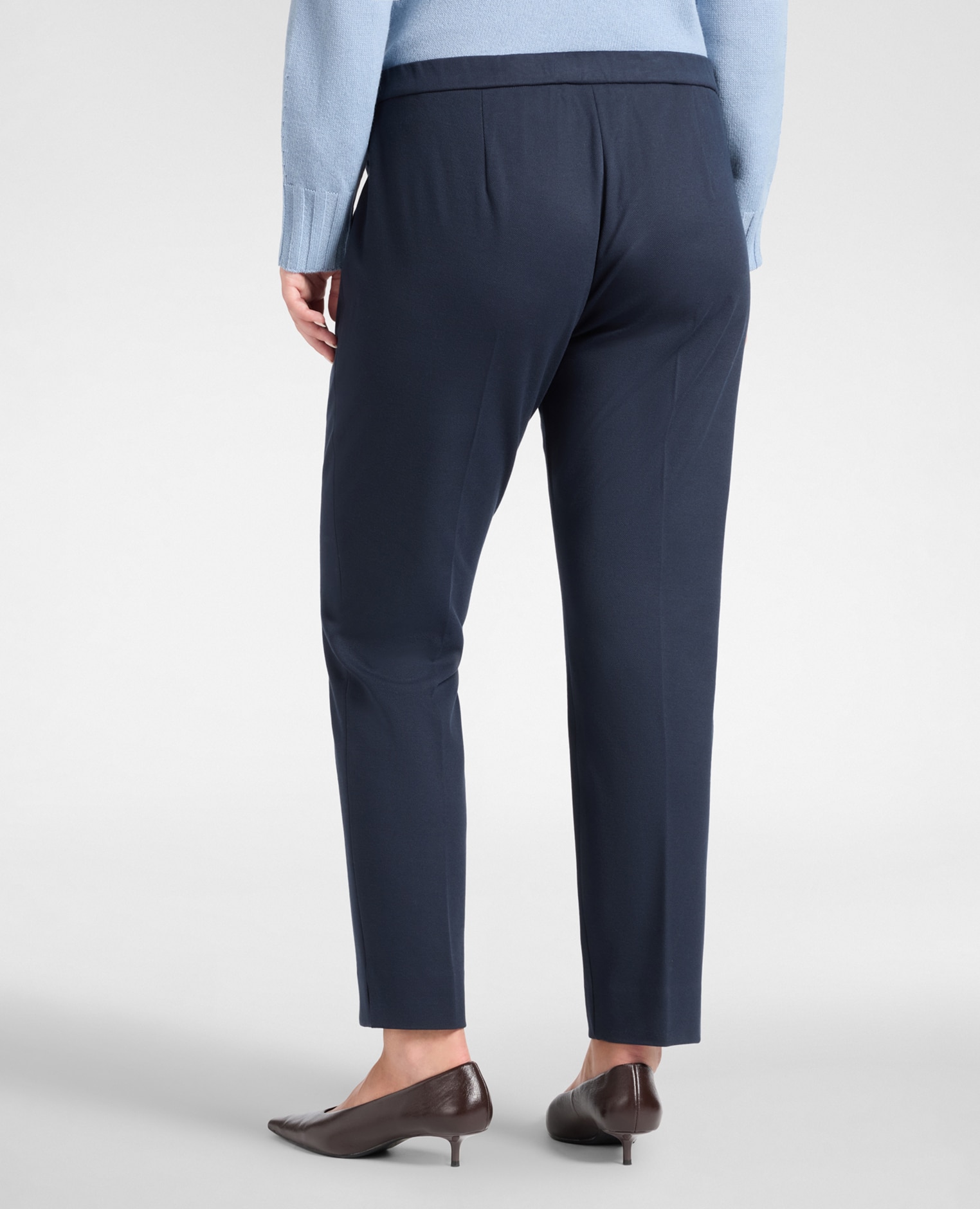 Pantalones de mujer de punto mezcla de viscosa pliegue planchado - Elena Miró - Azul Azul-2