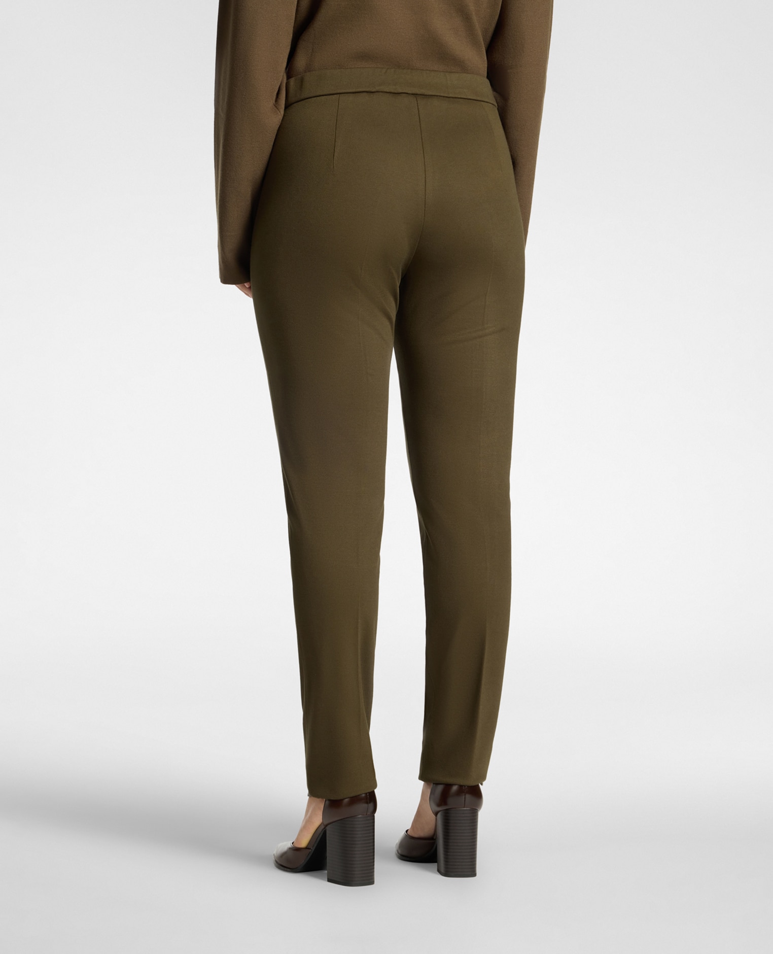 Pantalones de mujer de punto mezcla de viscosa pliegue planchado - Elena Miró - Verde Verde-2
