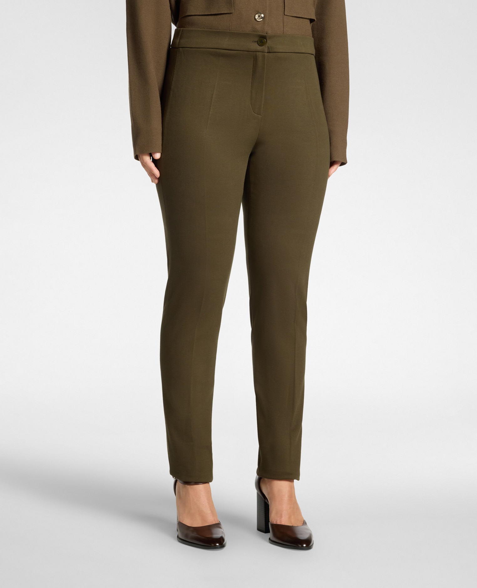 Pantalones de mujer de punto mezcla de viscosa pliegue planchado - Elena Miró - Verde Verde-3