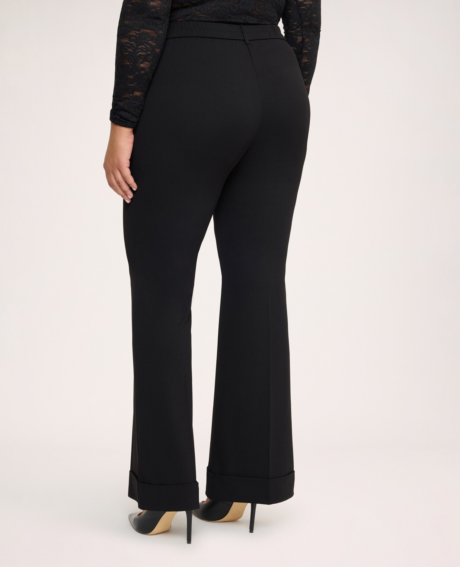 Pantalones de mujer flare en tejido stretch ajuste y diseño para el máximo confort - Fiorella Rubino - Negro Negro-2