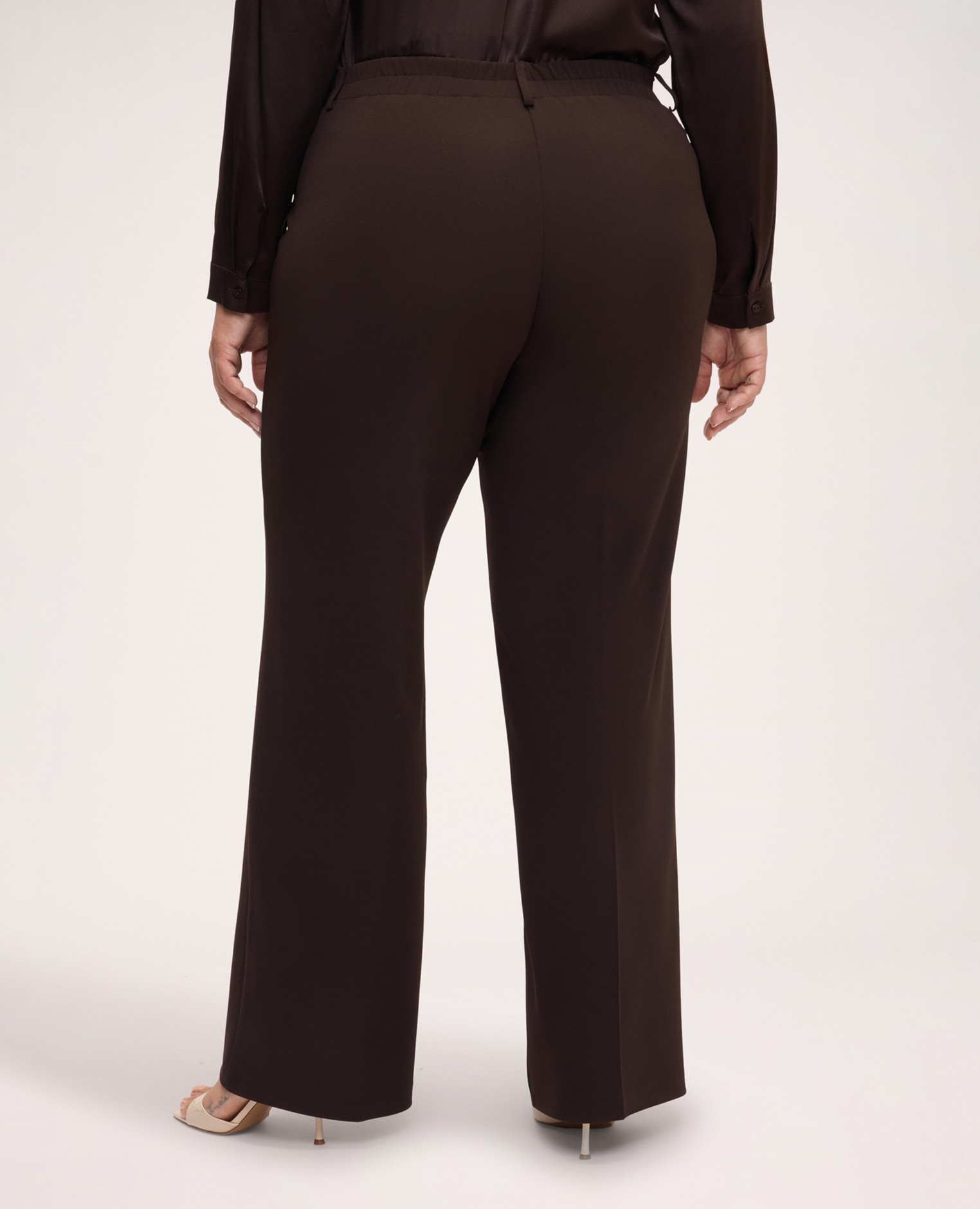 Pantalones de mujer wide leg en tejido stretch ajuste y diseño para el máximo confort - Fiorella Rubino - Marrón Marrón-2