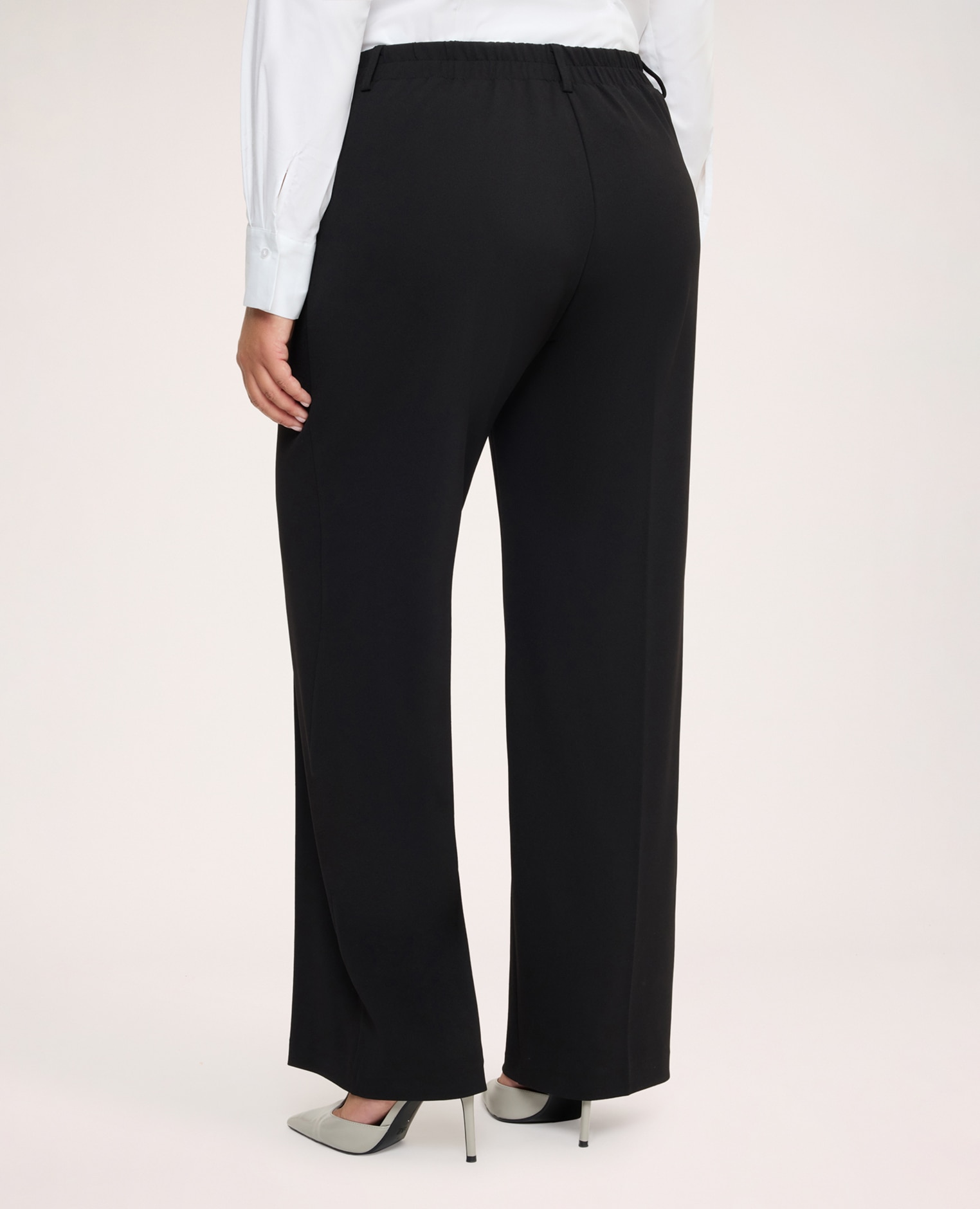 Pantalones de mujer wide leg en tejido stretch ajuste y diseño para el máximo confort - Fiorella Rubino - Negro Negro-2