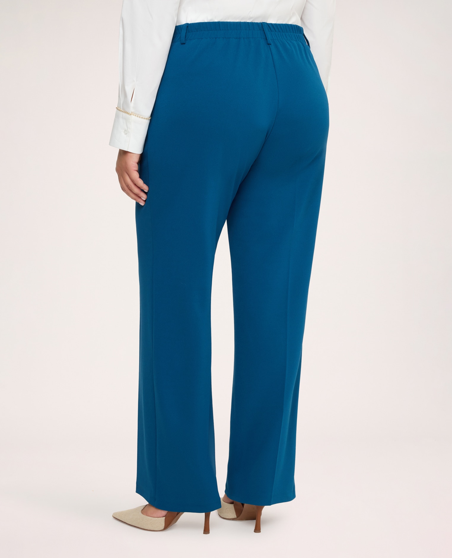 Pantalones de mujer wide leg en tejido stretch ajuste y diseño para el máximo confort - Fiorella Rubino - Turquesa Turquesa-2