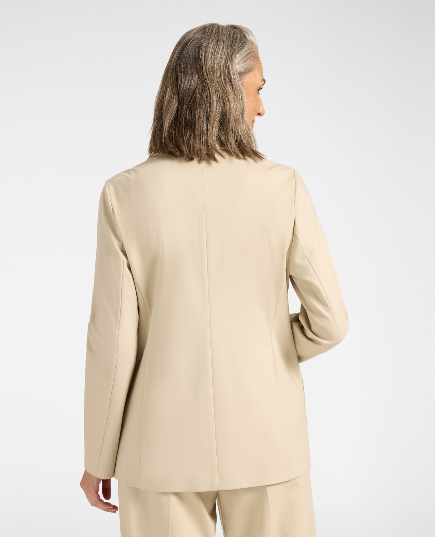Imagen 2 de Blazer de mujer mezcla viscosa un botón ajuste entallado largo medio con cierre de botón - Elena Miró - Beige Beige