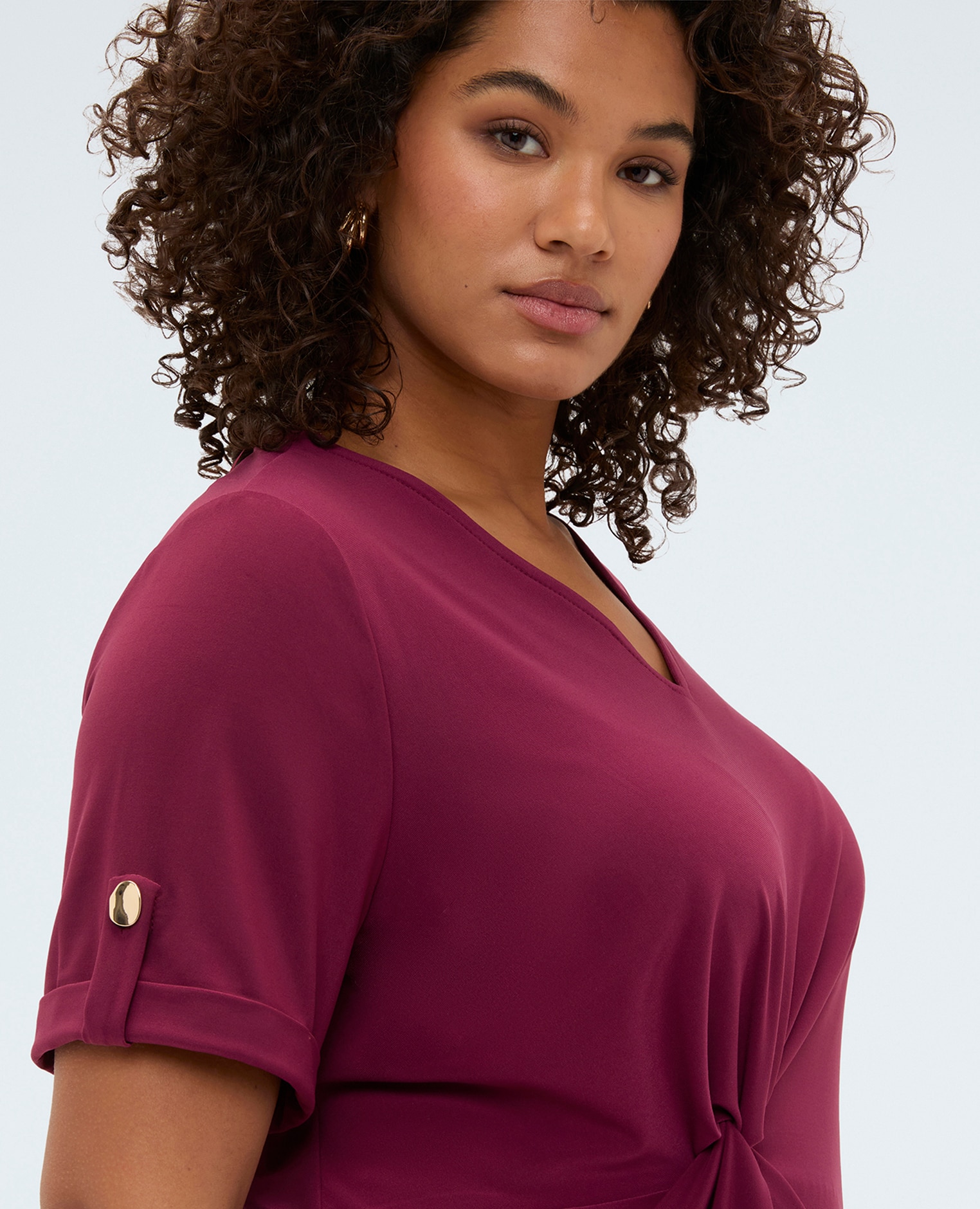 Camiseta de mujer de jersey con drapeado ajuste y diseño para el máximo confort - Fiorella Rubino - Burdeos Burdeos-4