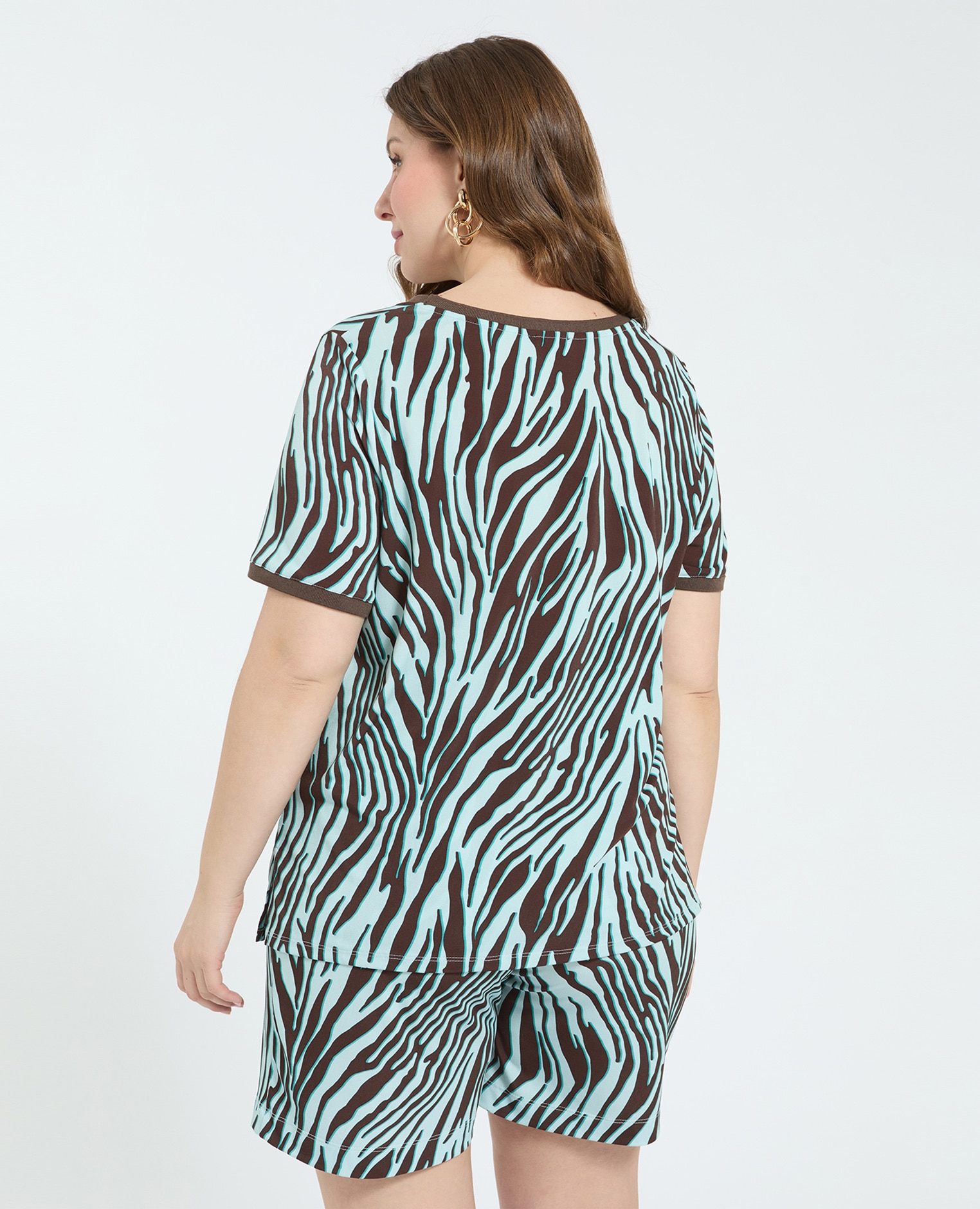 Camiseta de mujer estampado de cebra realizada para el máximo confort - Fiorella Rubino - Marrón Marrón-2