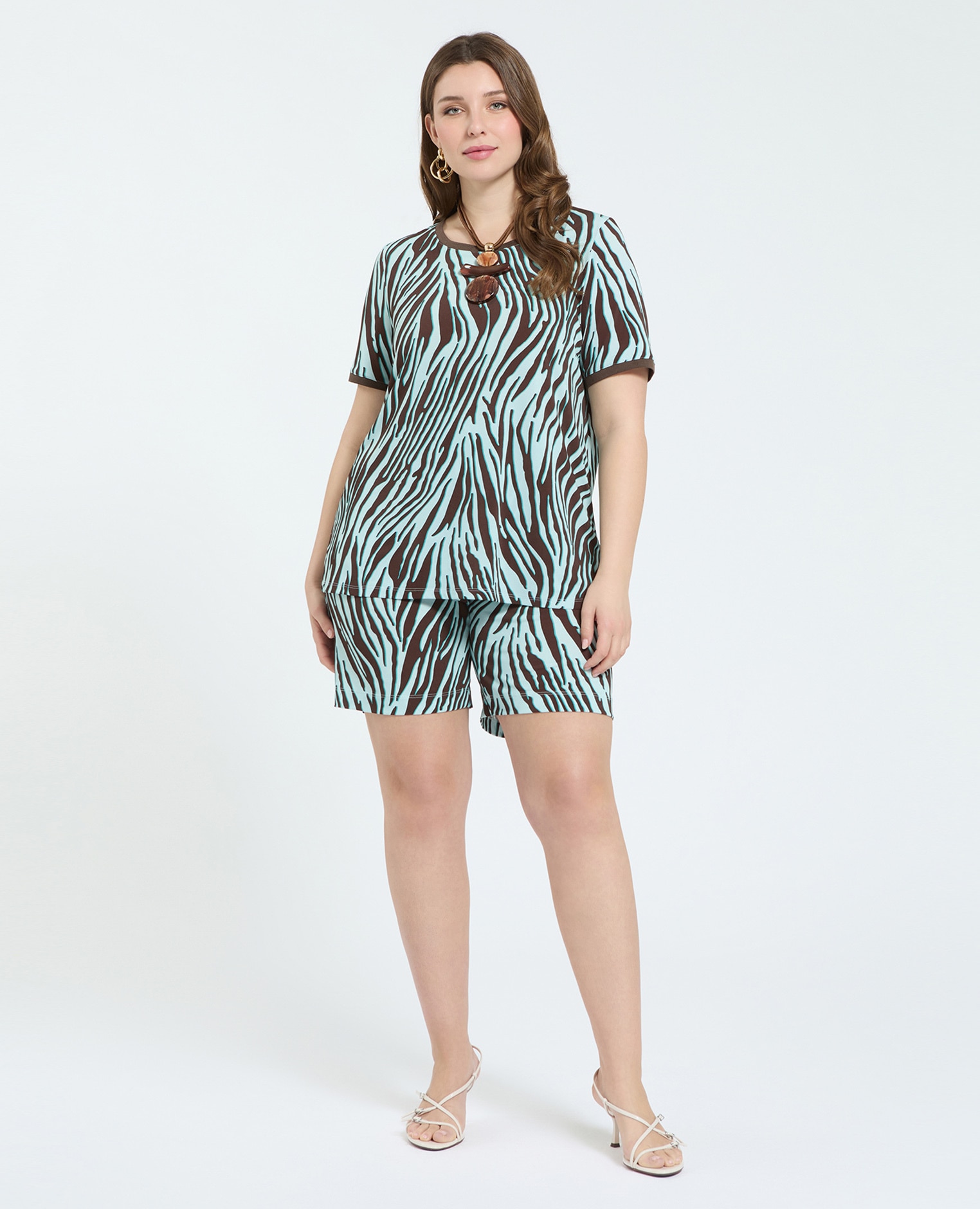 Camiseta de mujer estampado de cebra realizada para el máximo confort - Fiorella Rubino - Marrón Marrón-3