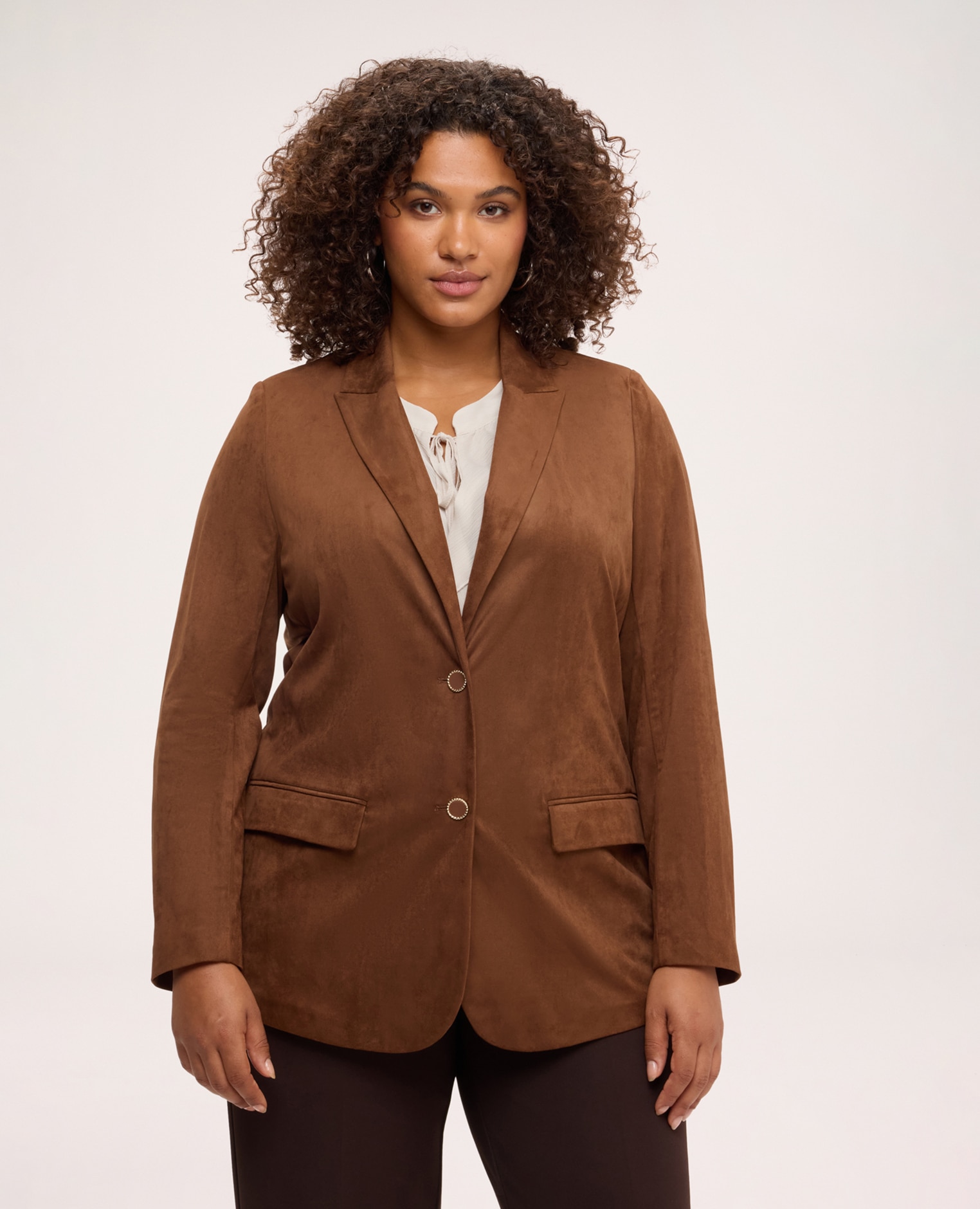 Blazer de mujer en tejido soft touch tejido de súper tendencia - Fiorella Rubino - Marrón Marrón-1