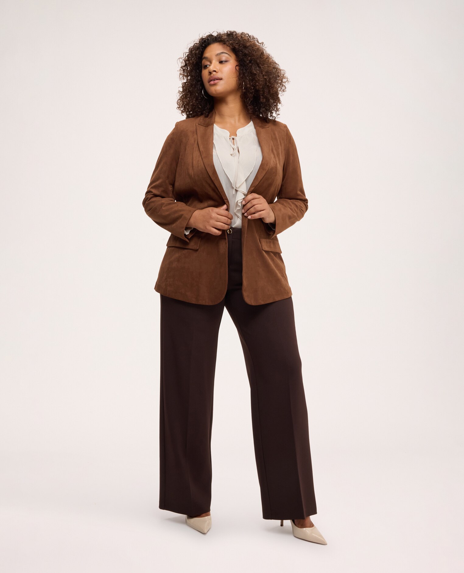 Blazer de mujer en tejido soft touch tejido de súper tendencia - Fiorella Rubino - Marrón Marrón-3
