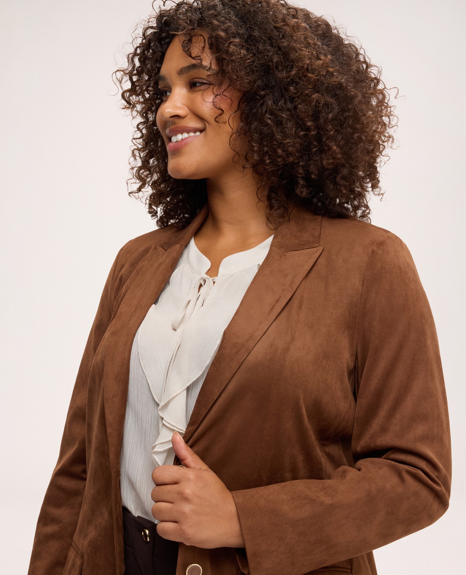 Blazer de mujer en tejido soft touch tejido de súper tendencia - Fiorella Rubino - Marrón Marrón-4