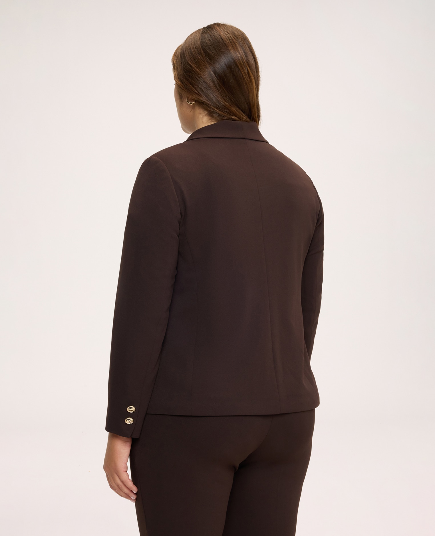Blazer de mujer corto en tejido elástico corte corto que la hace cómoda y versátil - Fiorella Rubino - Marrón Marrón-2