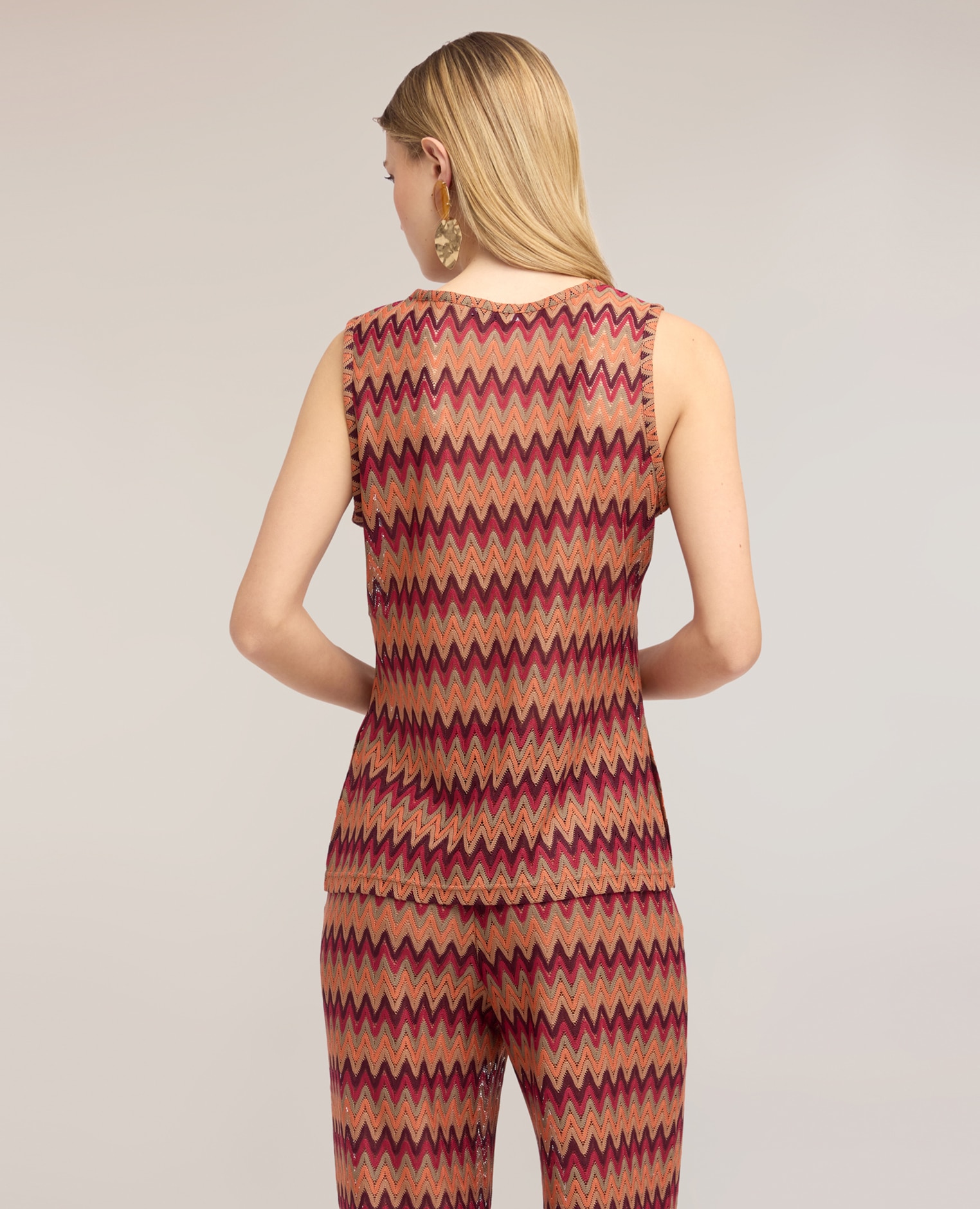 Top de mujer de punto con estampado chevron ajuste regular - Motivi - Naranja Naranja-2
