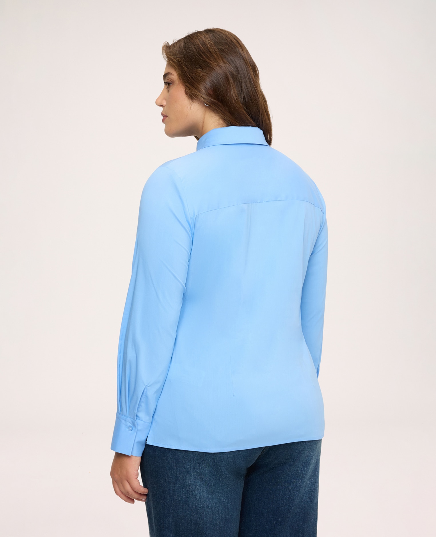 Camisa de mujer con corbata removible cierre con botones dorados - Fiorella Rubino - Azul claro Azul claro-2